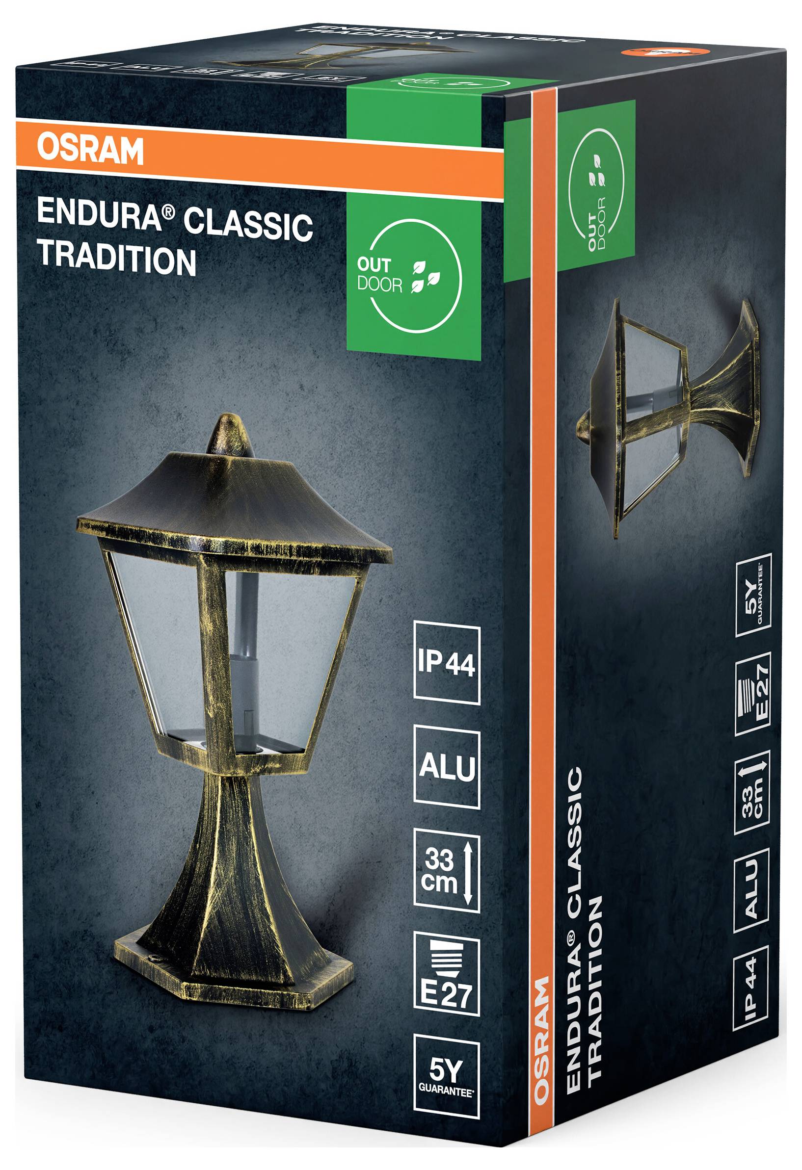 OSRAM HOMELIGHTING ENDURA Classic Tradition 33cm E27 Gold 4099854452314 LED-Außenwandleuchte