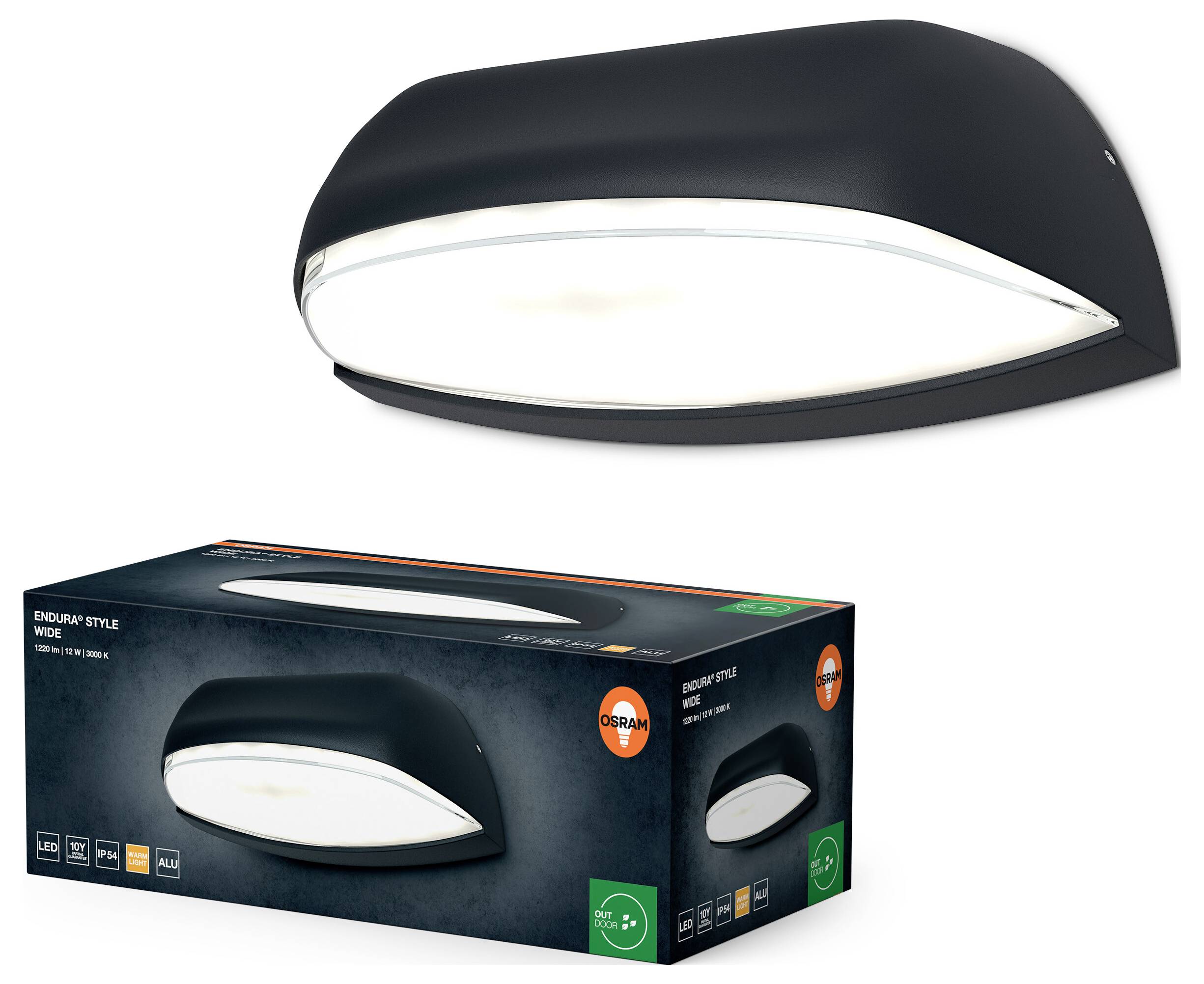 OSRAM HOMELIGHTING ENDURA Style Wide 12W Dark Gray 4099854462139 LED-Außenwandleuchte