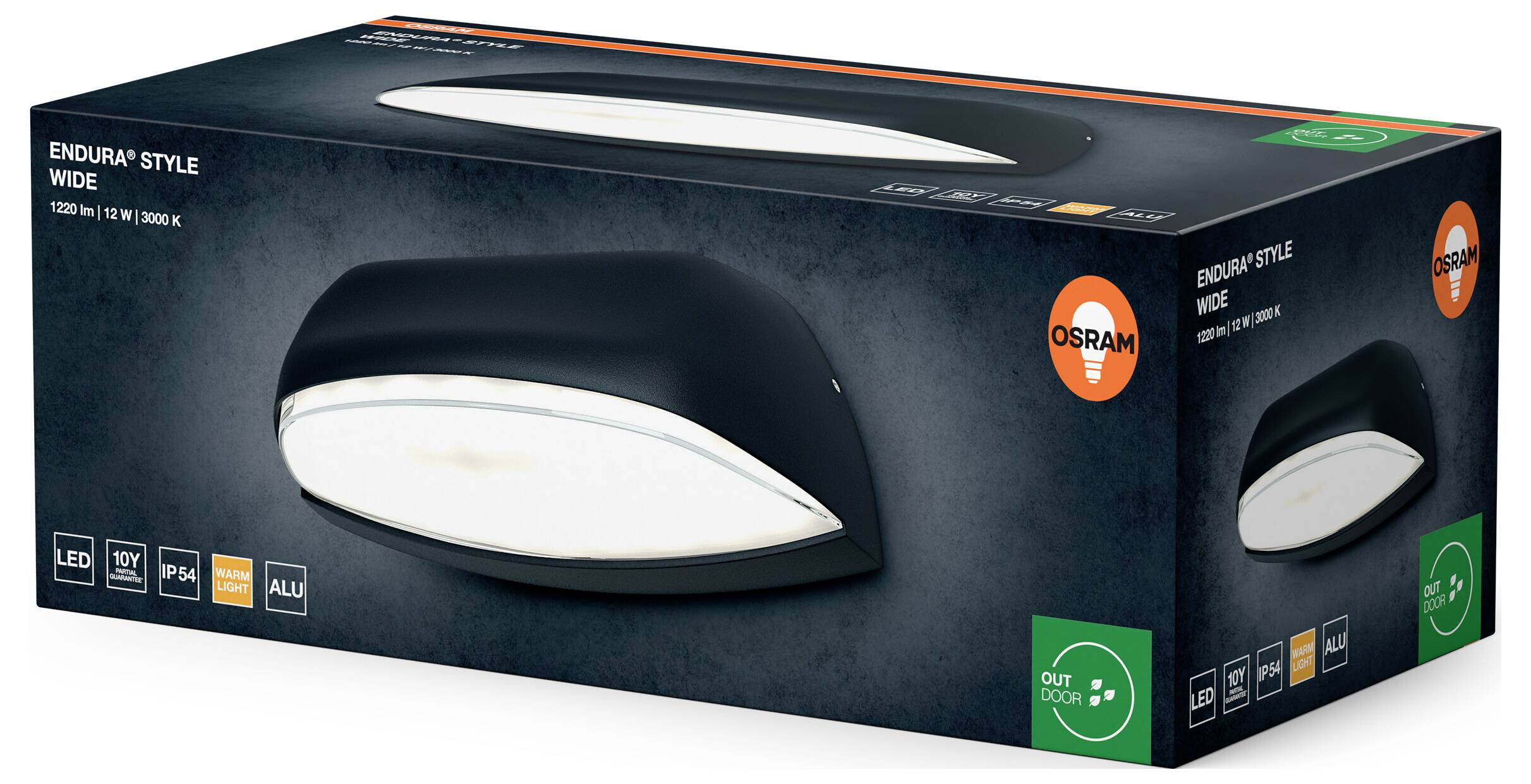 OSRAM HOMELIGHTING ENDURA Style Wide 12W Dark Gray 4099854462139 LED-Außenwandleuchte