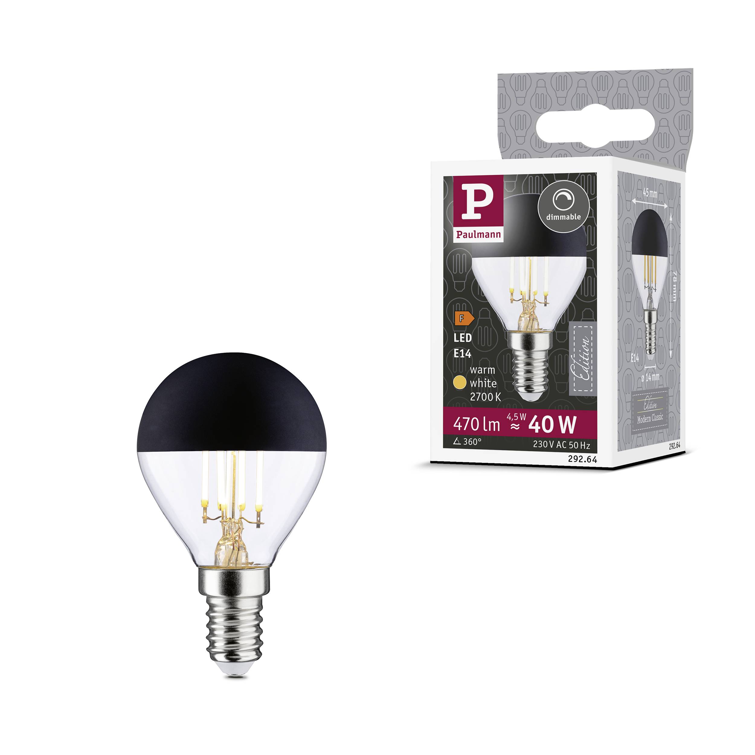Paulmann 29264 LED EEK F (A - G) E14 Tropfenform 4.5W Warmweiß (Ø x H) 45mm x 78mm dimmbar 1St.
