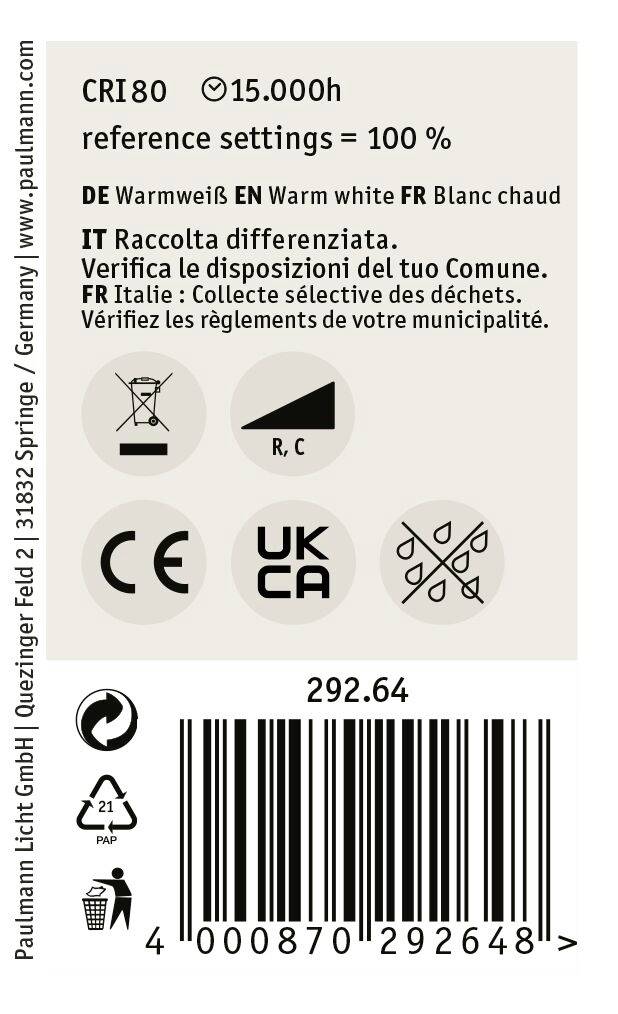 Paulmann 29264 LED EEK F (A - G) E14 Tropfenform 4.5W Warmweiß (Ø x H) 45mm x 78mm dimmbar 1St.