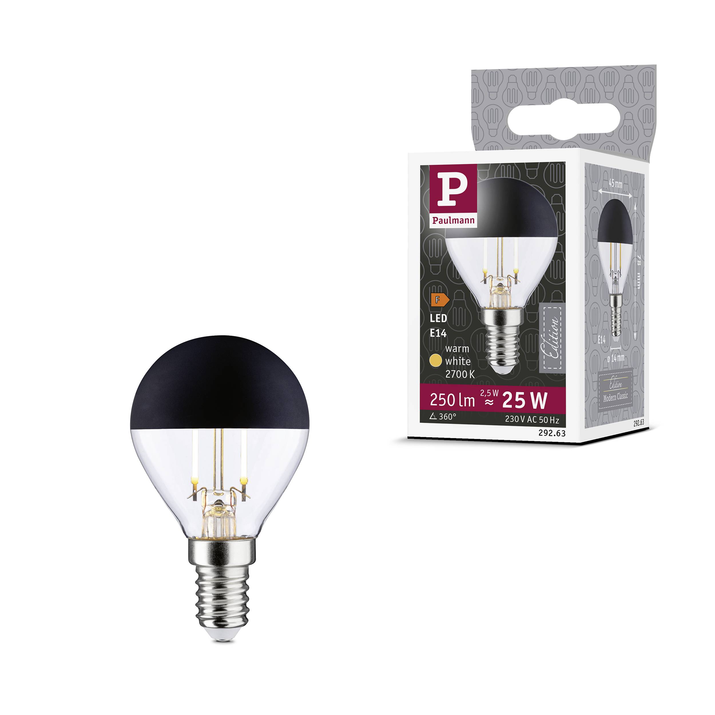 Paulmann 29263 LED EEK F (A - G) E14 Tropfenform 2.5W Warmweiß (Ø x H) 45mm x 78mm 1St.