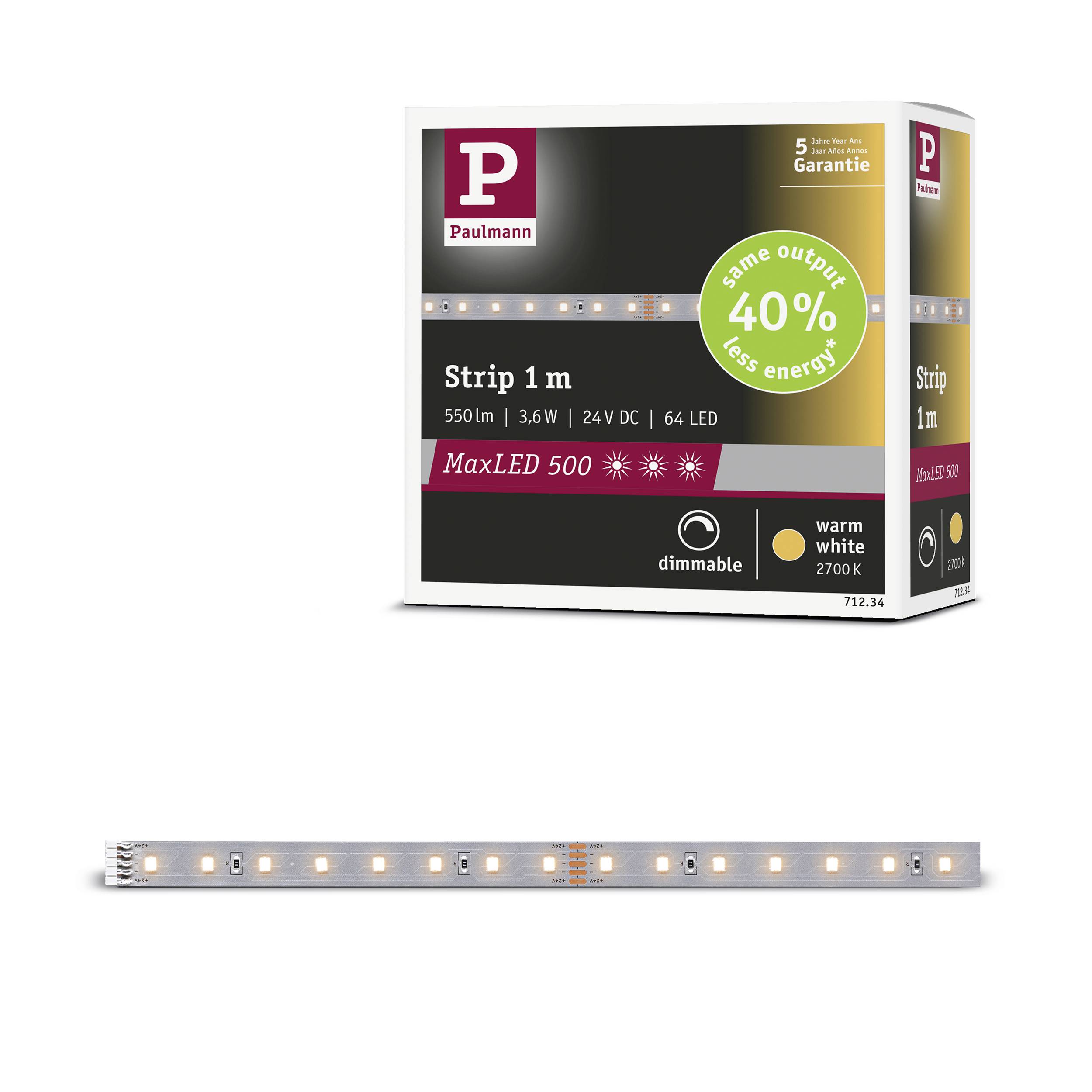 Paulmann MaxLED 500 Strip Erweiterung 1m 71234 LED-Streifen 24 V/DC 1m Warmweiß 1St.