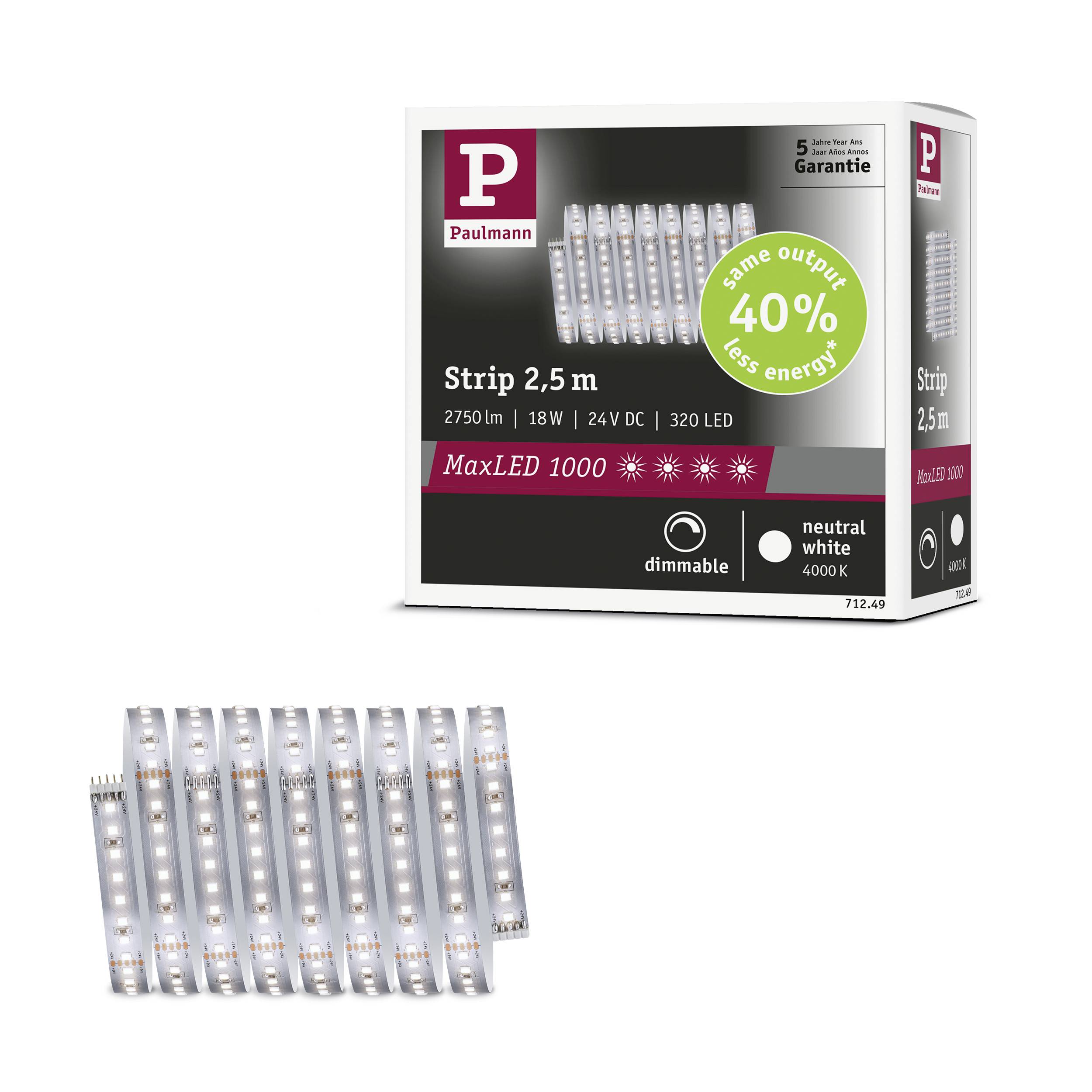 Paulmann MaxLED 1000 Stripe 71249 LED-Streifen 2.5m Neutralweiß 1St.