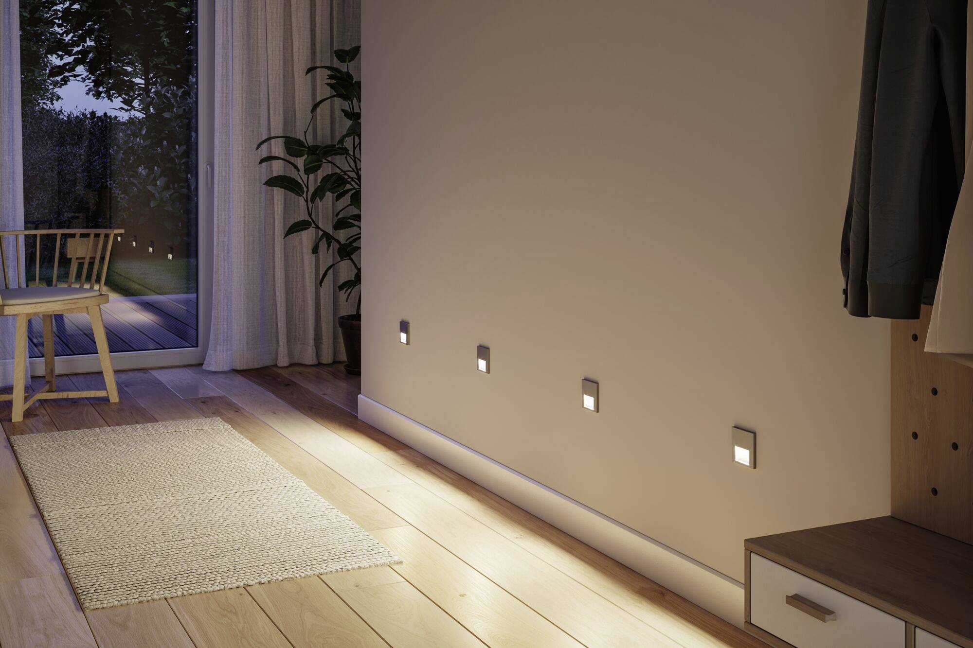 Paulmann 80000 LED Tsaro Wandeinbauleuchte LED 1W Chrom (matt)