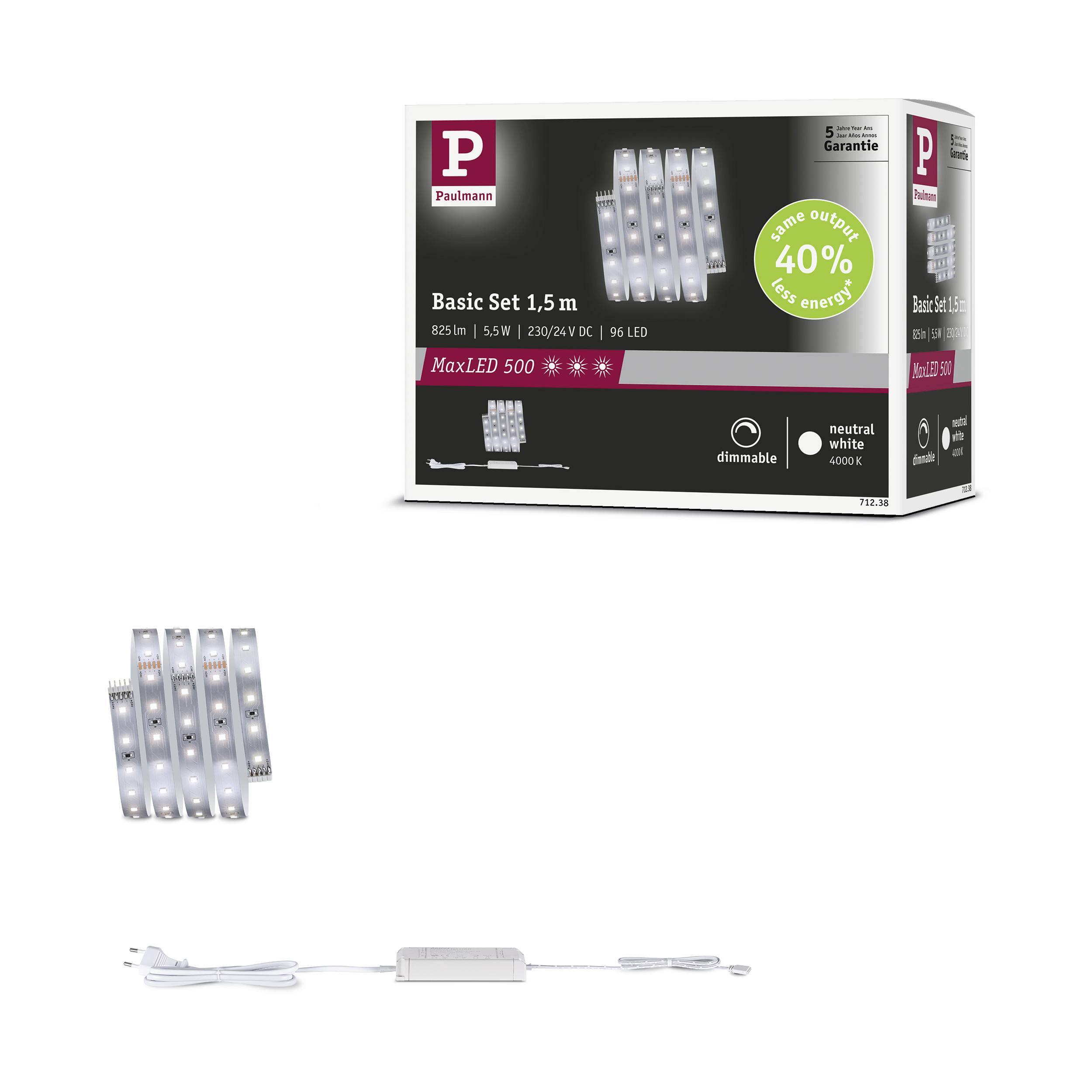 Paulmann 71238 LED-Streifen-Basisset 230V 1.5m Neutralweiß 1 Set