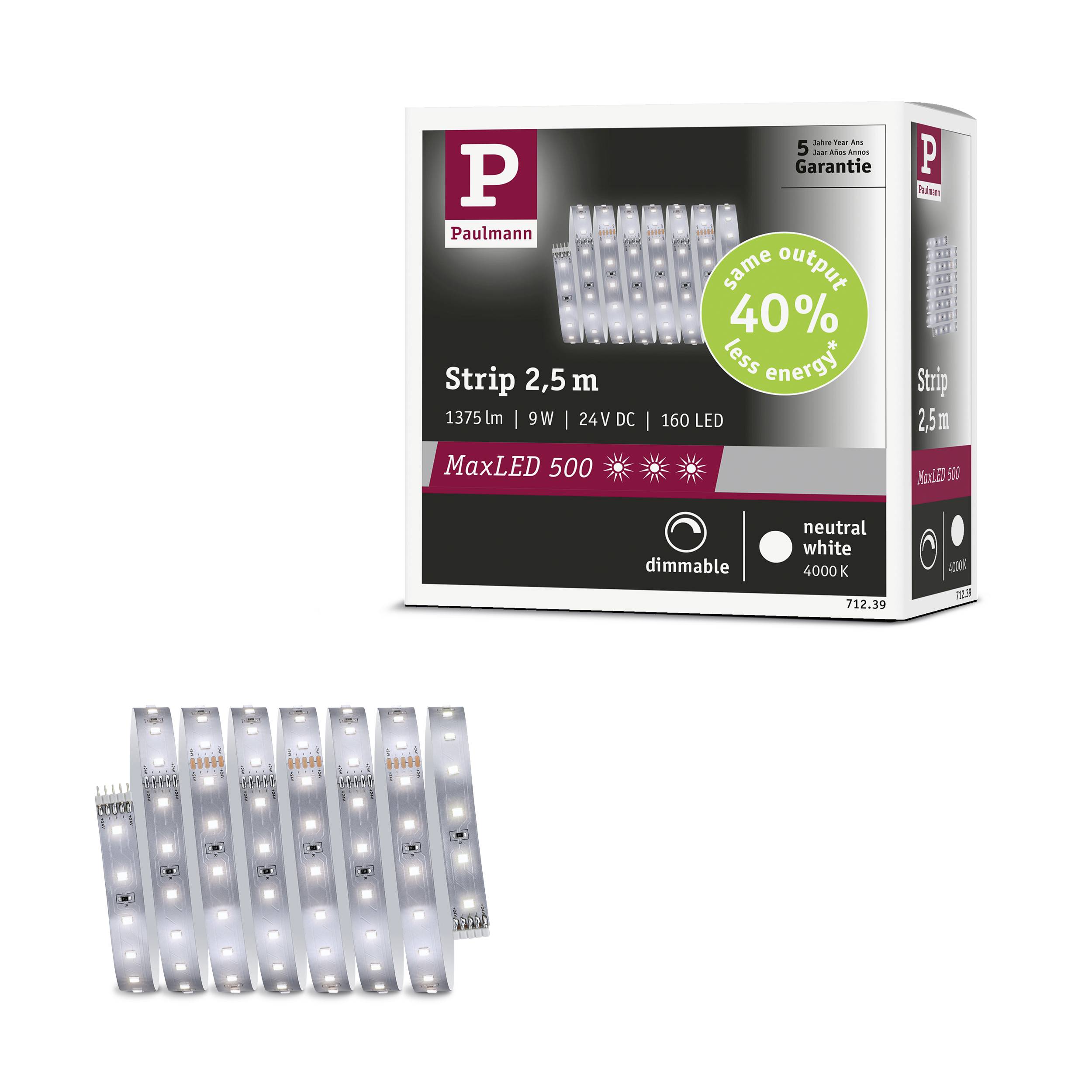 Paulmann MaxLED 500 71239 LED-Streifen 24 V/DC 2.5m Neutralweiß 1St.