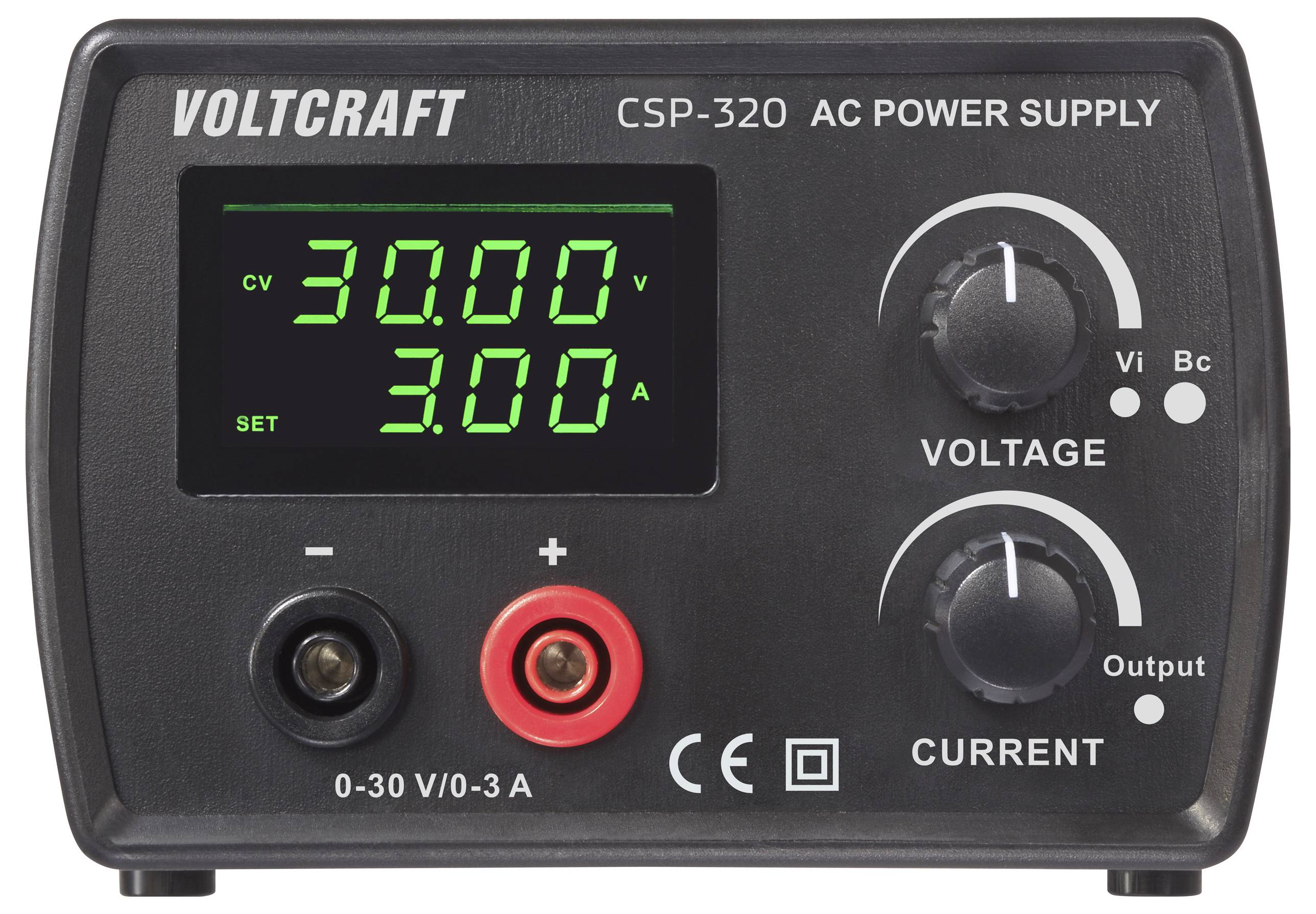 Voltcraft CSP-320 AC-Stromversorgung zeigt „30,00V