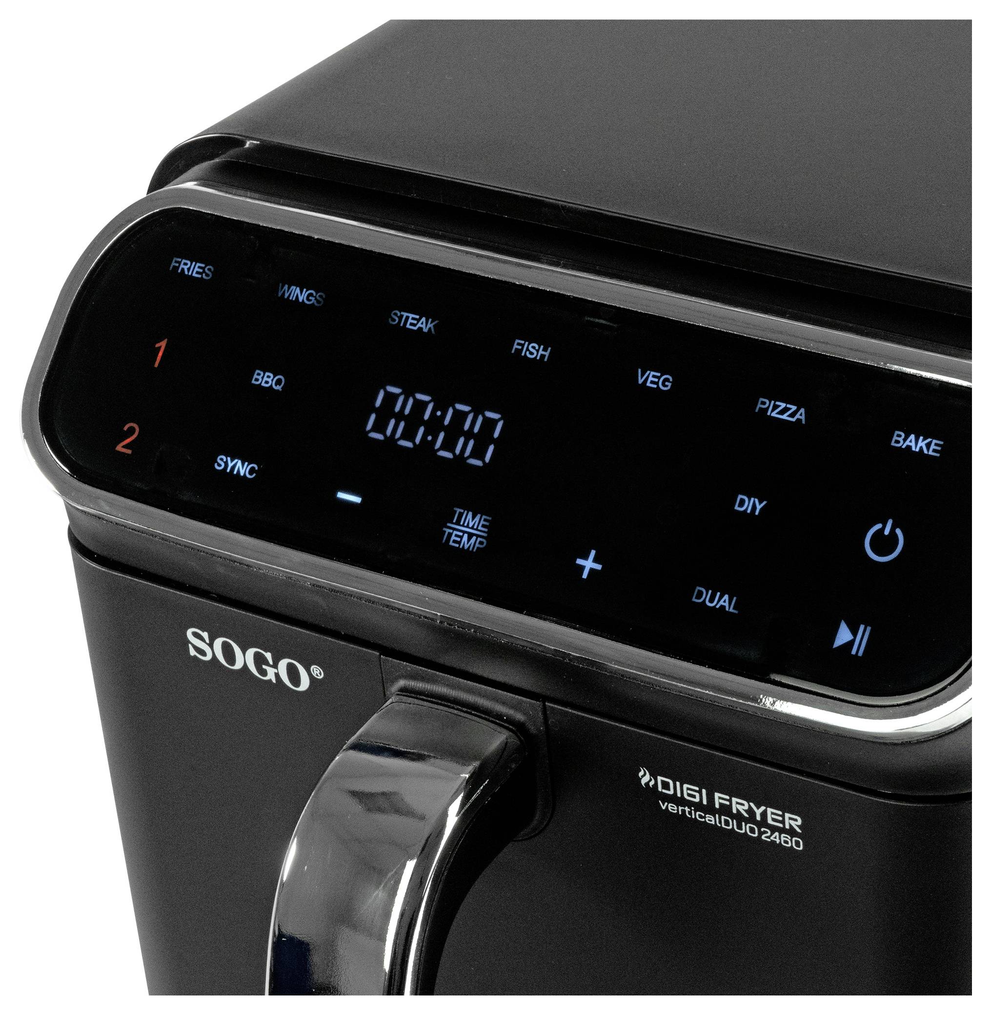 SOGO Human Technology Baskets Heißluft-Fritteuse 5.5l 1800W Schwarz, Edelstahl