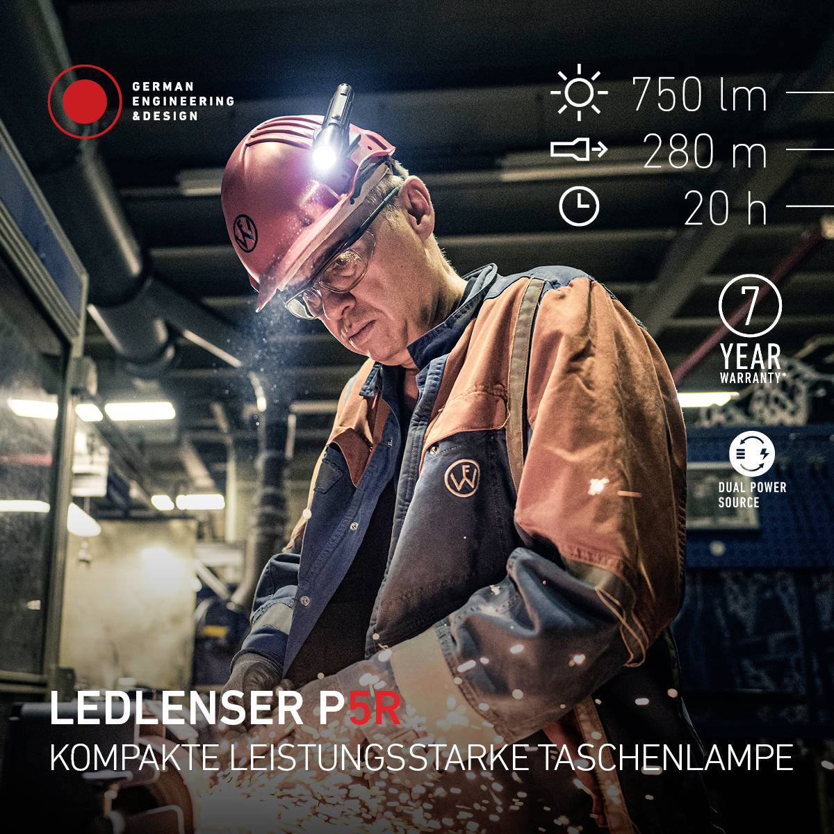 Ledlenser P5R Taschenlampe akkubetrieben, batteriebetrieben 350lm 20h