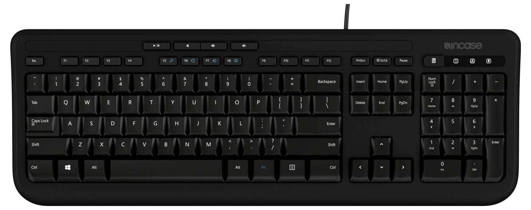 Incase Wired Tastatur 600 Layout Quertz Kabelgebunden Tastatur Deutsch, QWERTZ Schwarz