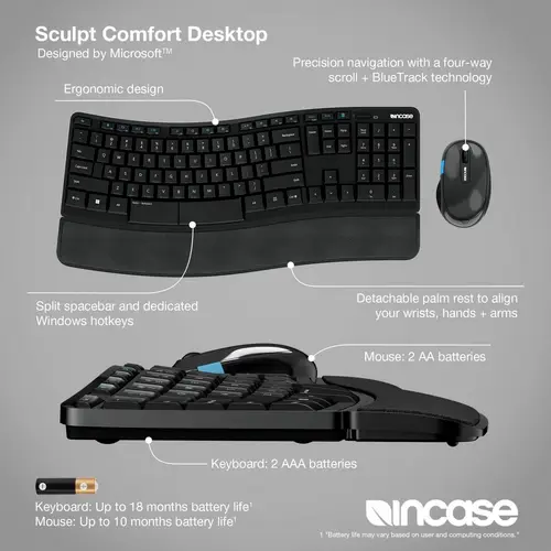 Incase Sculpt Comfort Desktop (Tastatur & Maus) Tastatur, Maus-Set Deutsch, QWERTZ Incase Sculpt Comfort Desktop (Tastatur & Maus) Tastatur, Maus-Set Deutsch, QWERTZ