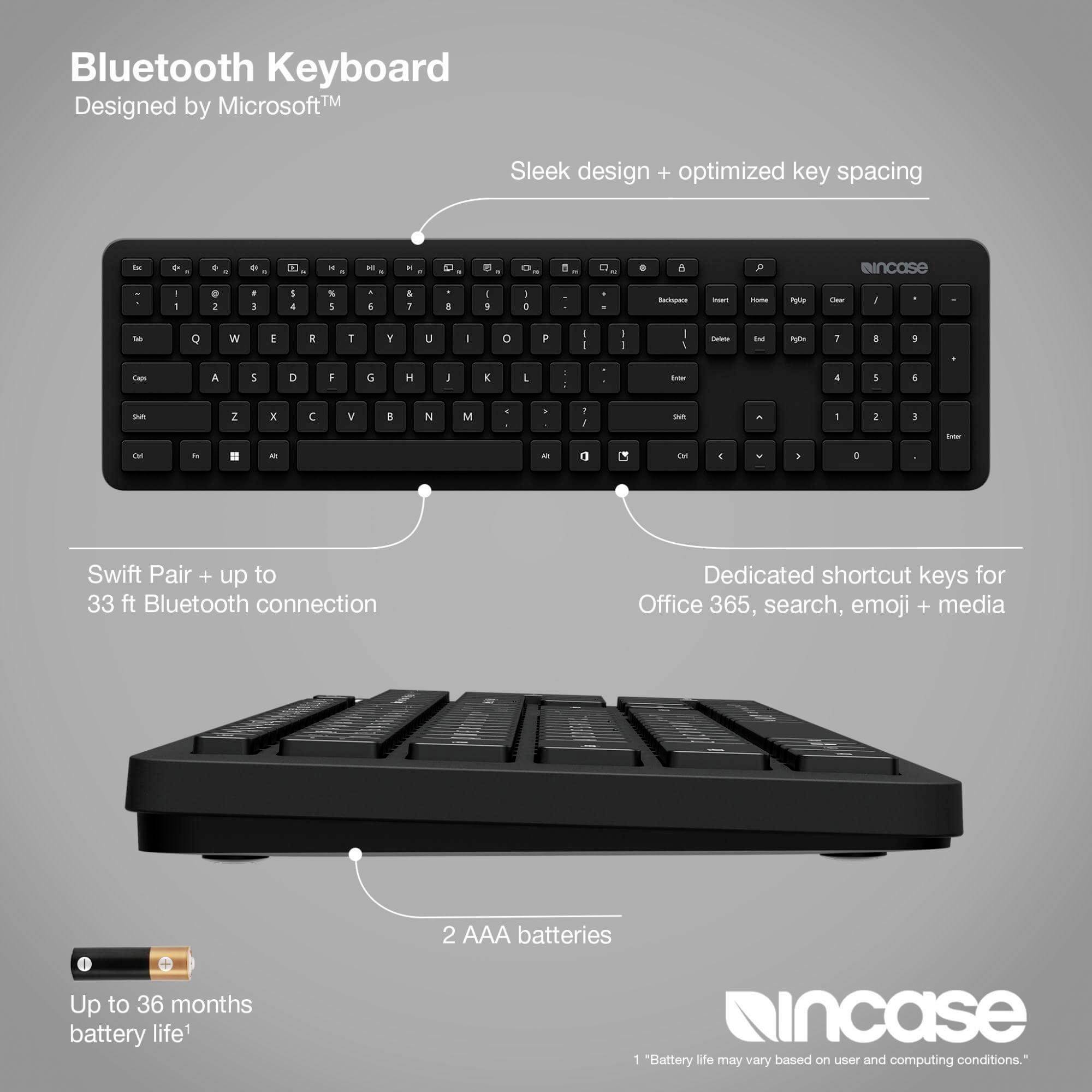 Incase Kabellos Tastatur Deutsch, QWERTZ Schwarz