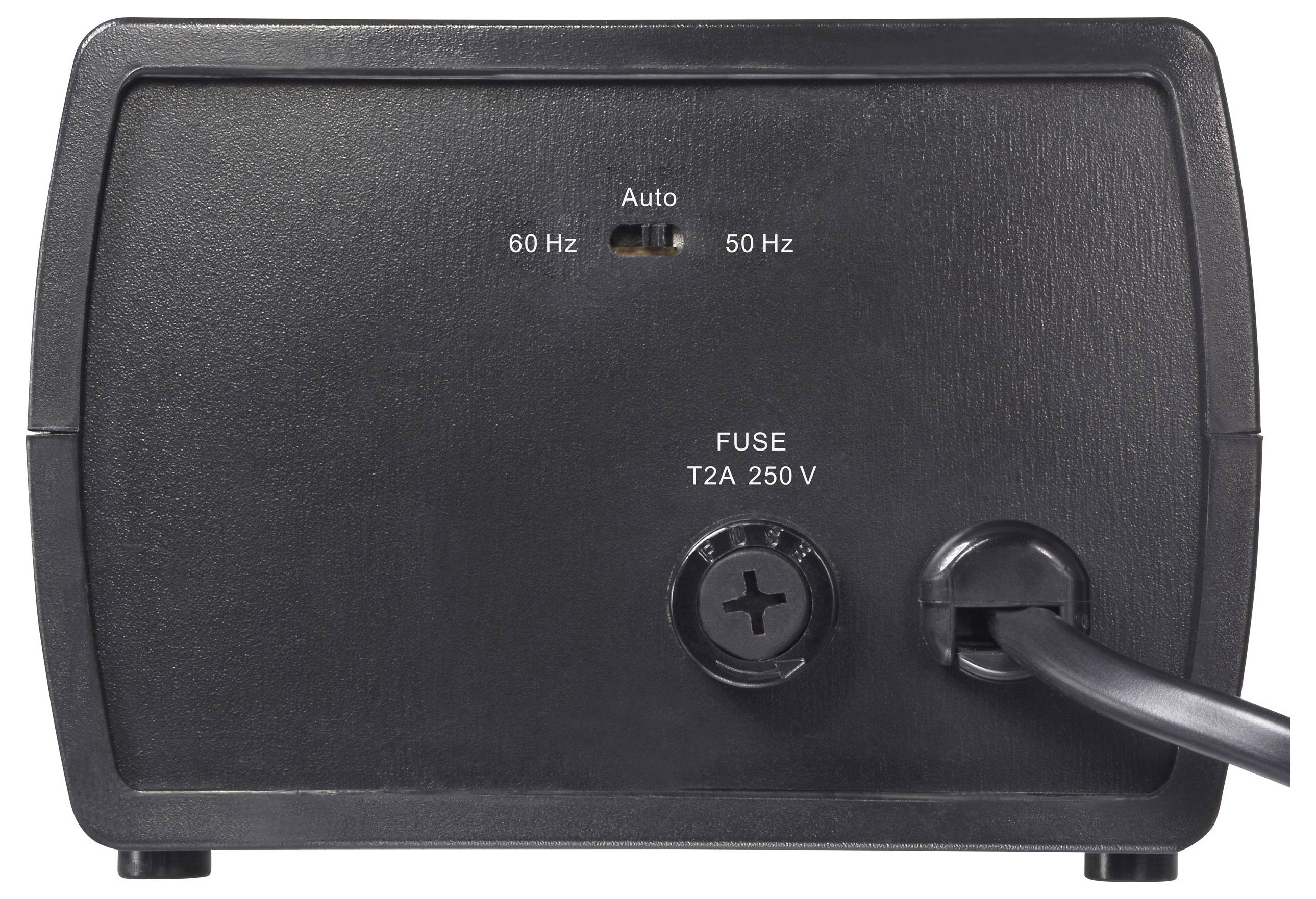 Das Bild zeigt die Rückseite eines elektronischen Geräts mit einem Schalter mit der Bezeichnung 