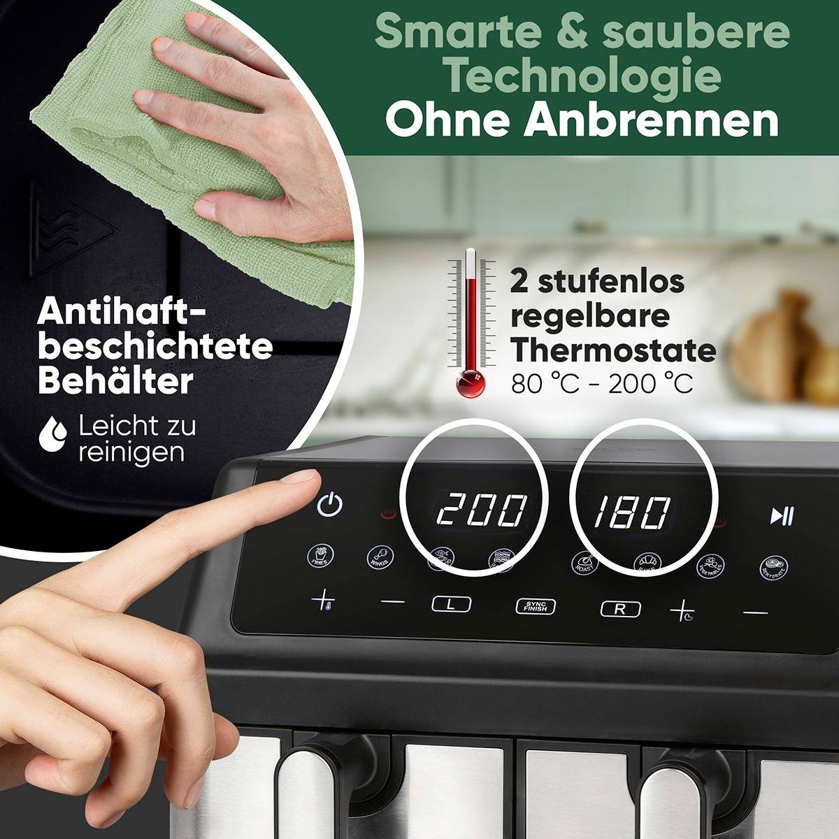 Profi Cook PC-FR 1296 H Heißluft-Fritteuse 9l 2000W Inox