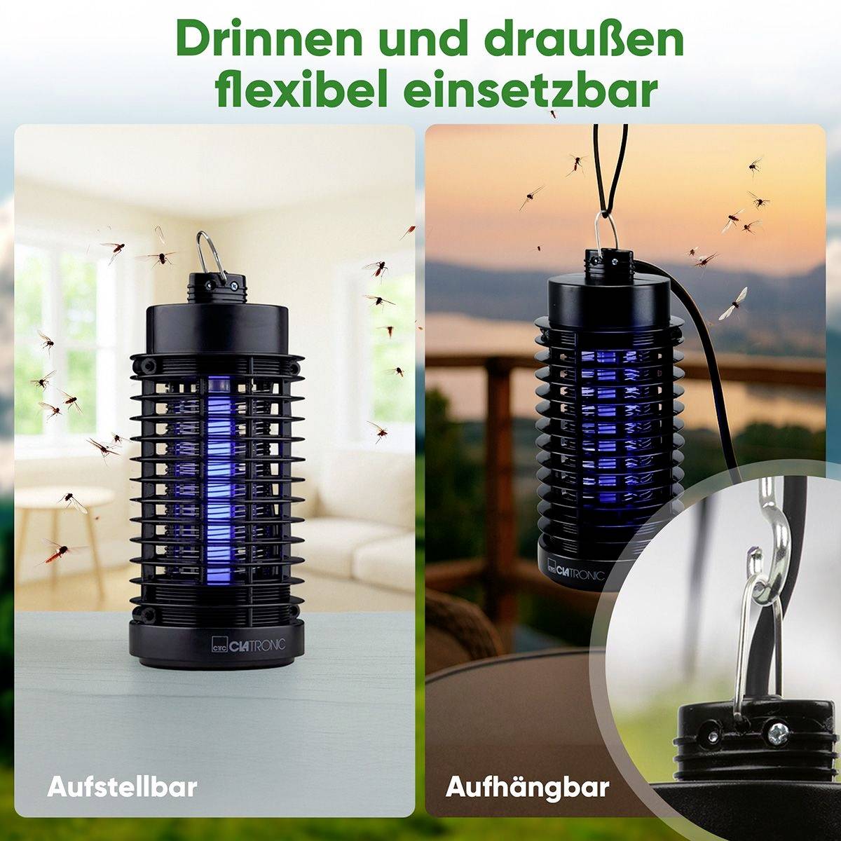 Clatronic ISL 3823 264033 UV-Insektenfänger UV-Licht, Stromgitter 4W (B x H x T) 101 x 255 x 101mm Schwarz 1St.