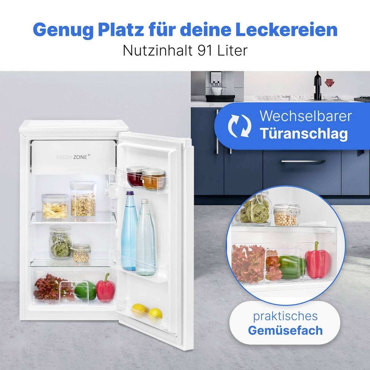 Bomann KS 7254 Kühlschrank EEK: E (A - G) 91 l Standgerät Weiß