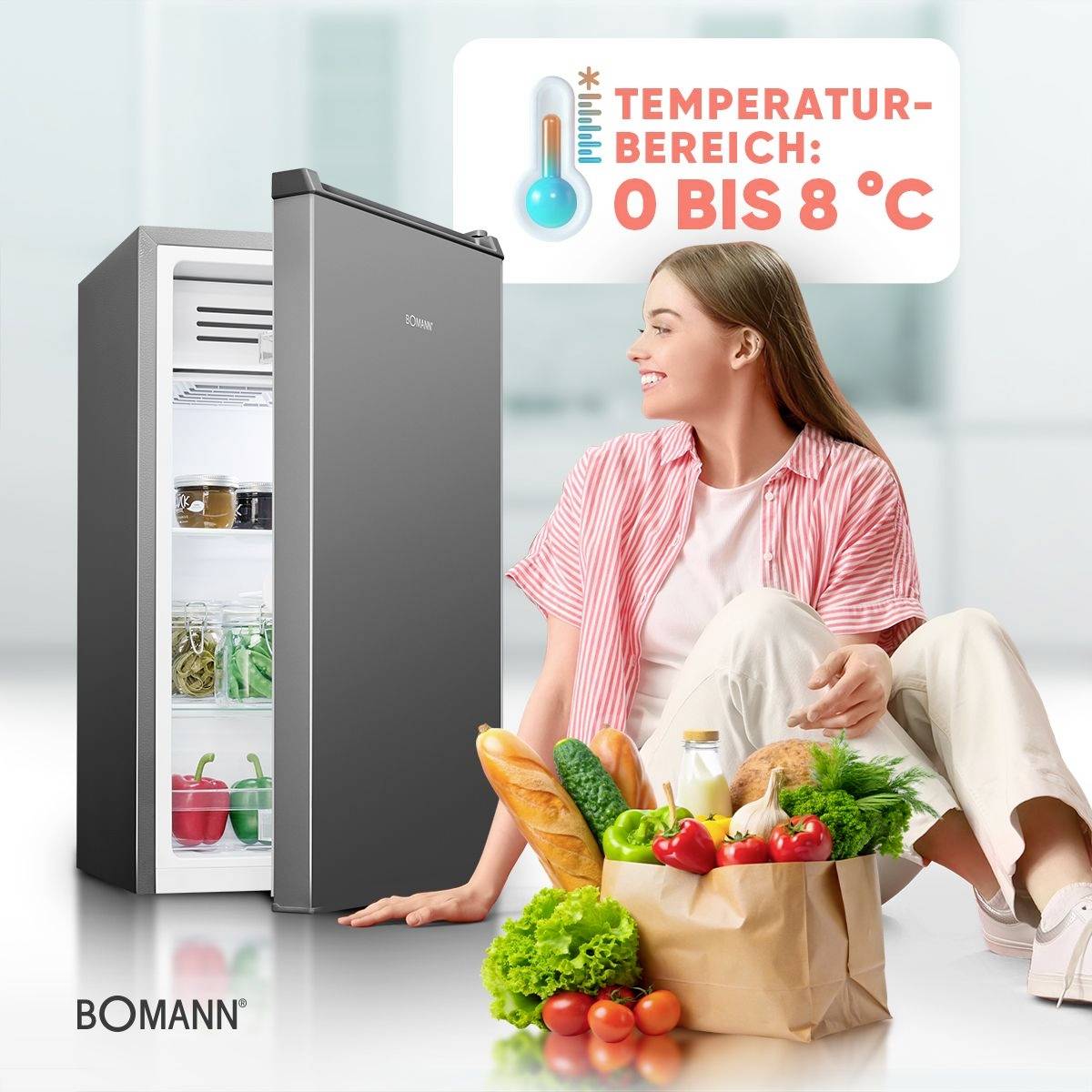 Bomann KS 7257 Kühlschrank EEK: E (A - G) 83l Standgerät Graphit