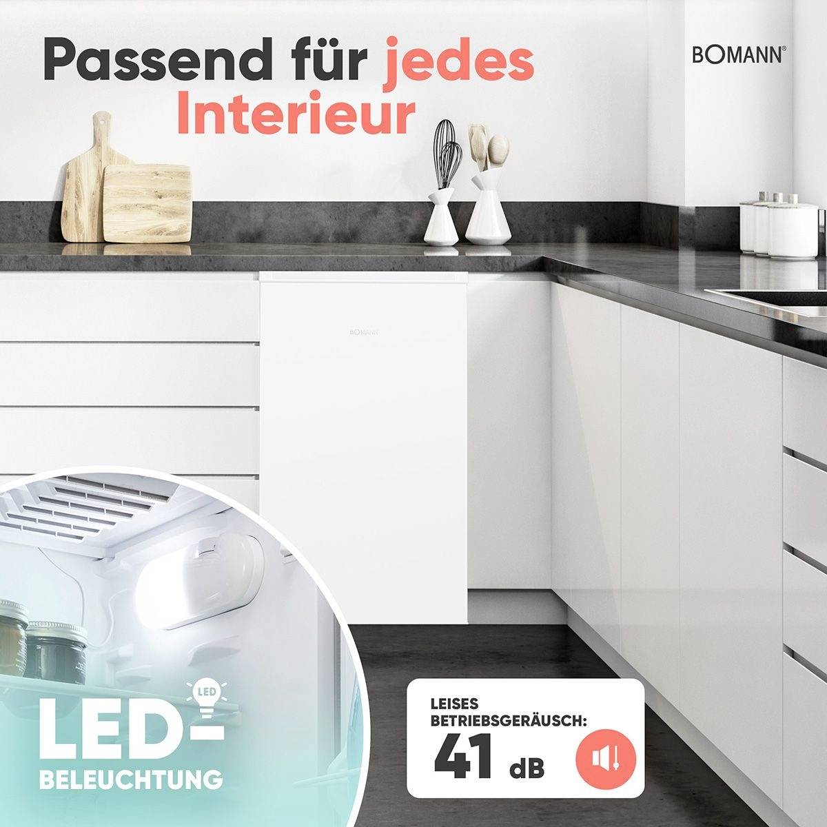 Bomann KS 7257 Kühlschrank EEK: E (A - G) 83l Standgerät Weiß