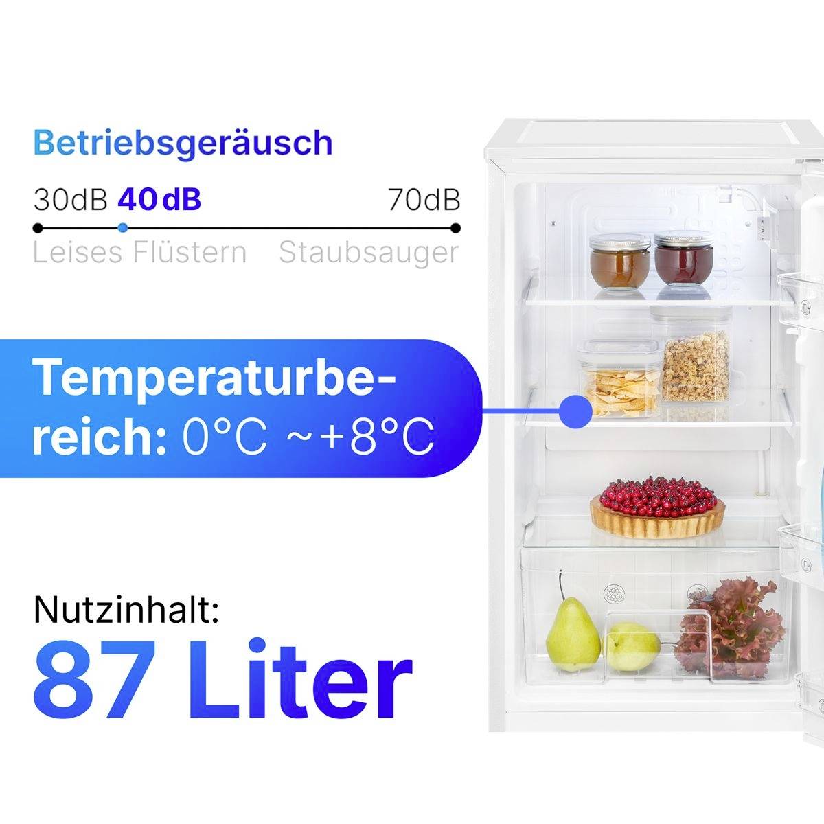 Bomann VS 7255 Kühlschrank EEK: E (A - G) 87l Standgerät Weiß