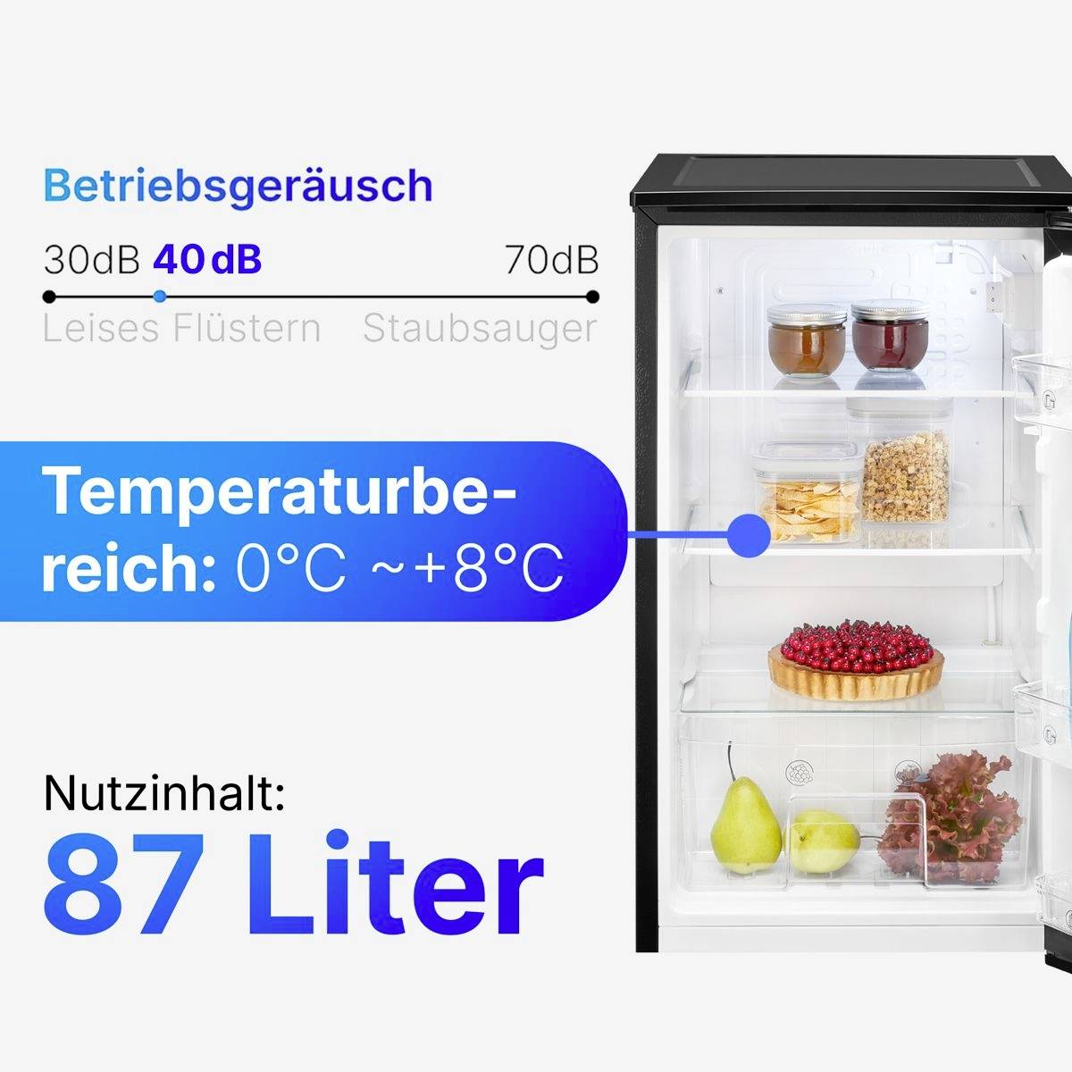 Bomann VS 7255 Kühlschrank EEK: E (A - G) 87l Standgerät Schwarz