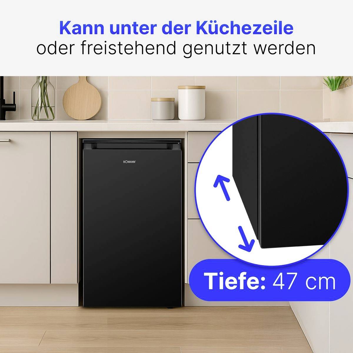 Bomann VS 7255 Kühlschrank EEK: E (A - G) 87l Standgerät Schwarz