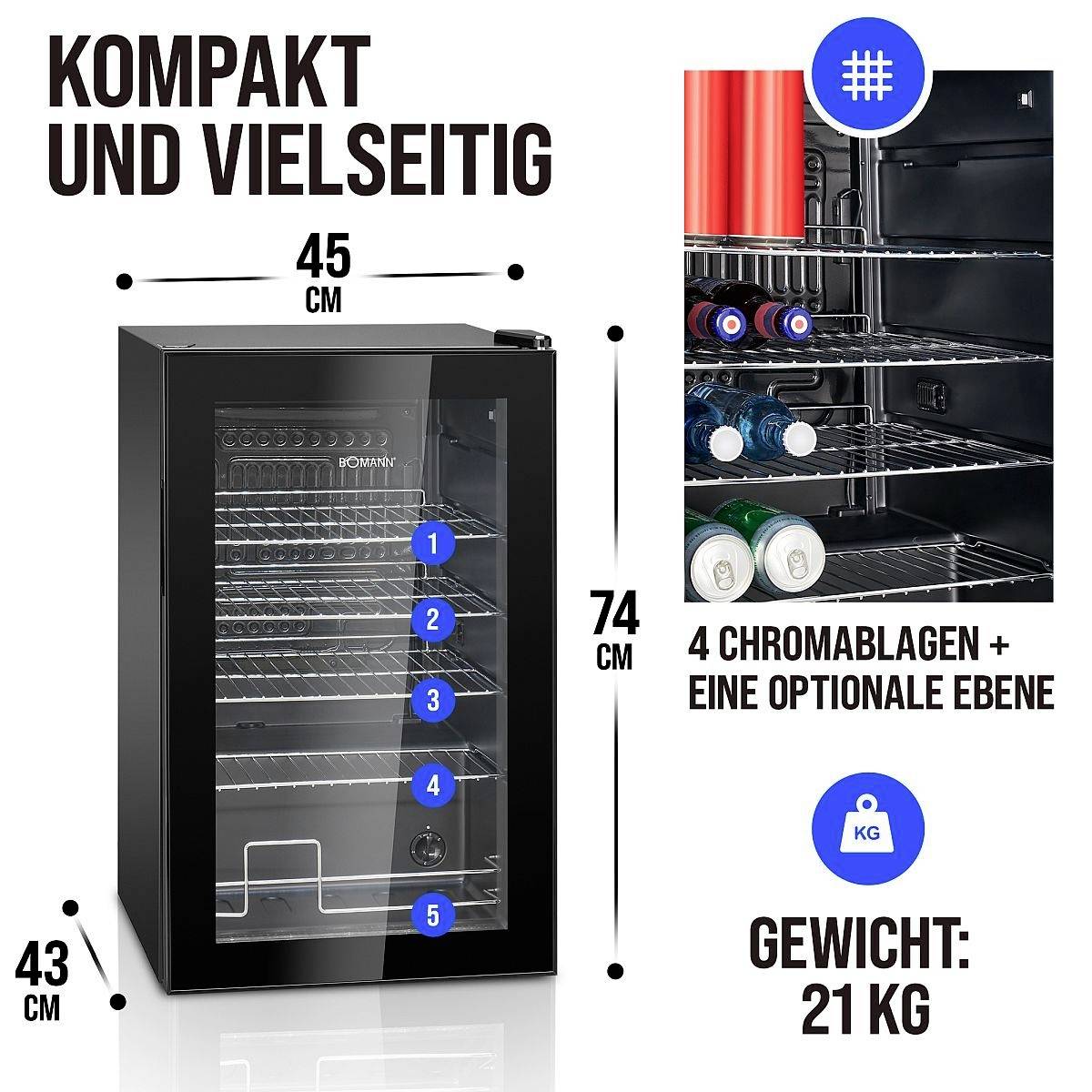 Bomann KSG 7287 Kühlschrank EEK: E (A - G) 63l Standgerät Schwarz