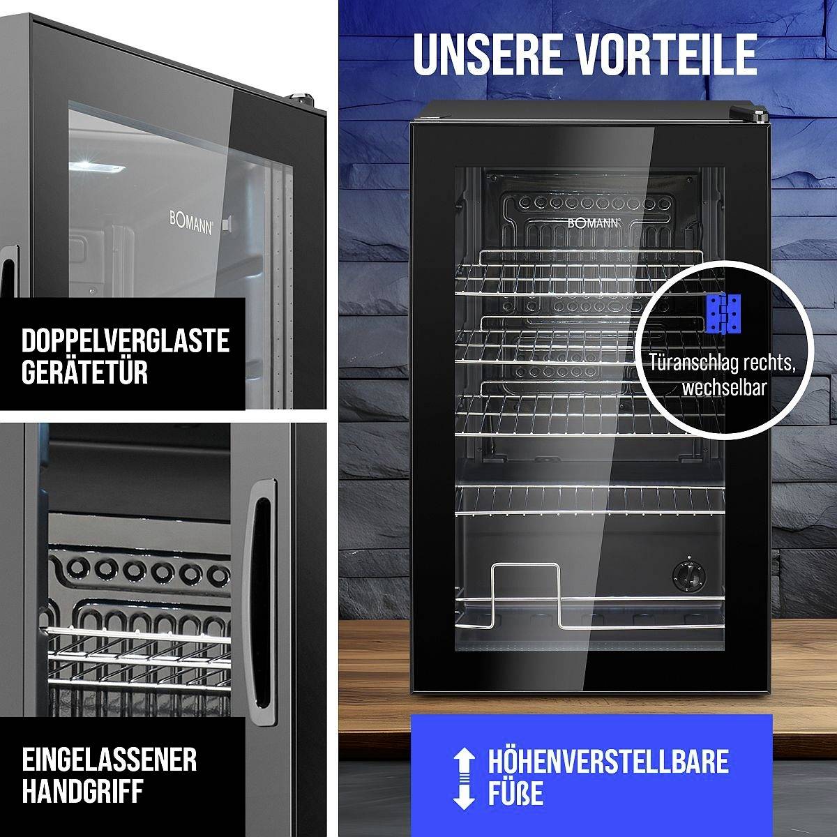 Bomann KSG 7287 Kühlschrank EEK: E (A - G) 63l Standgerät Schwarz