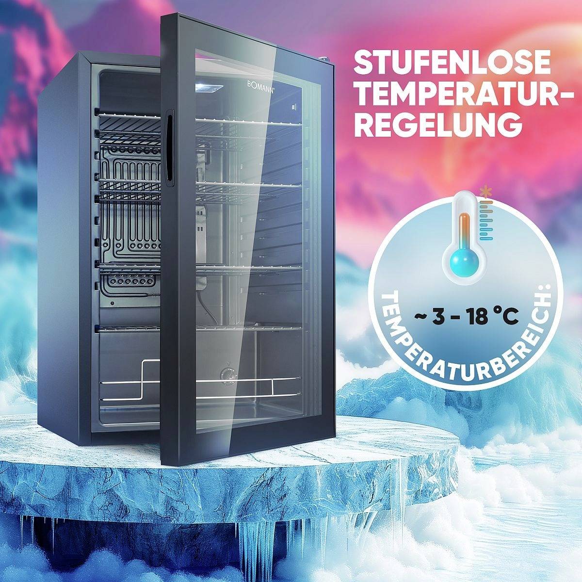 Bomann KSG 7290 Kühlschrank EEK: E (A - G) 115 l Standgerät Schwarz