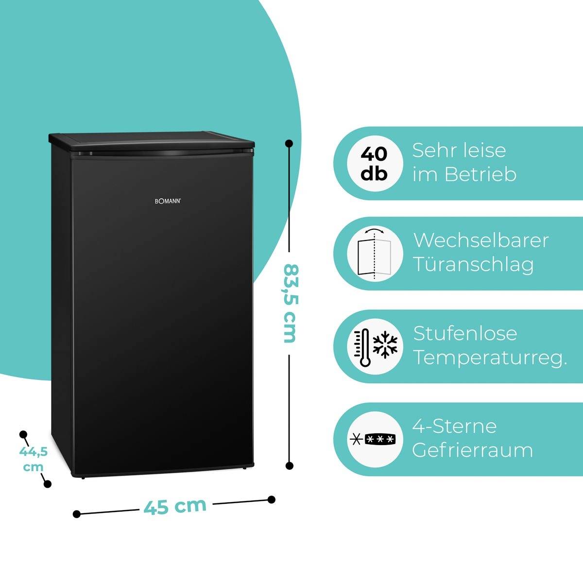 Bomann GS 7256 Gefrierschrank EEK: E (A - G) 60l Standgerät Schwarz