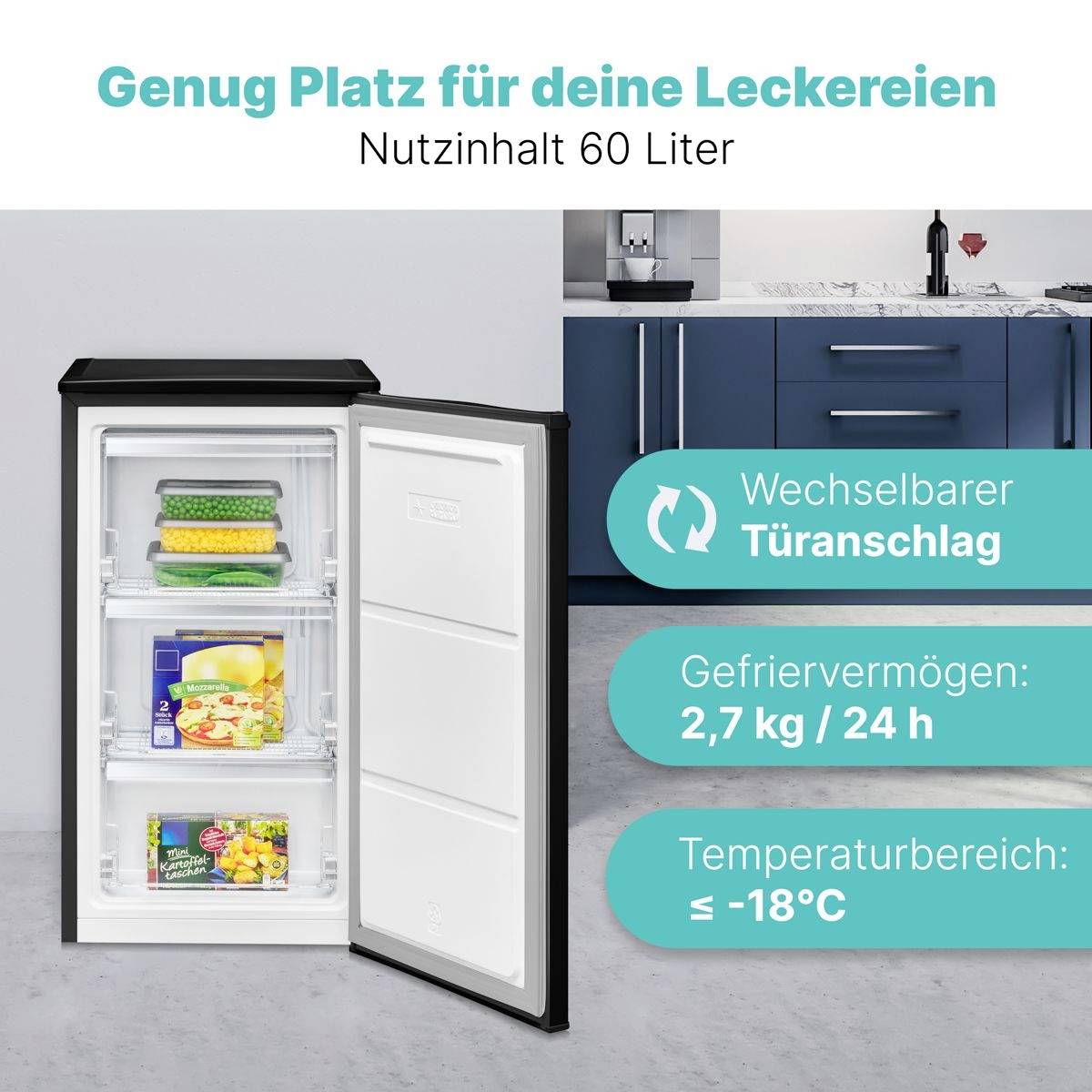 Bomann GS 7256 Gefrierschrank EEK: E (A - G) 60l Standgerät Schwarz