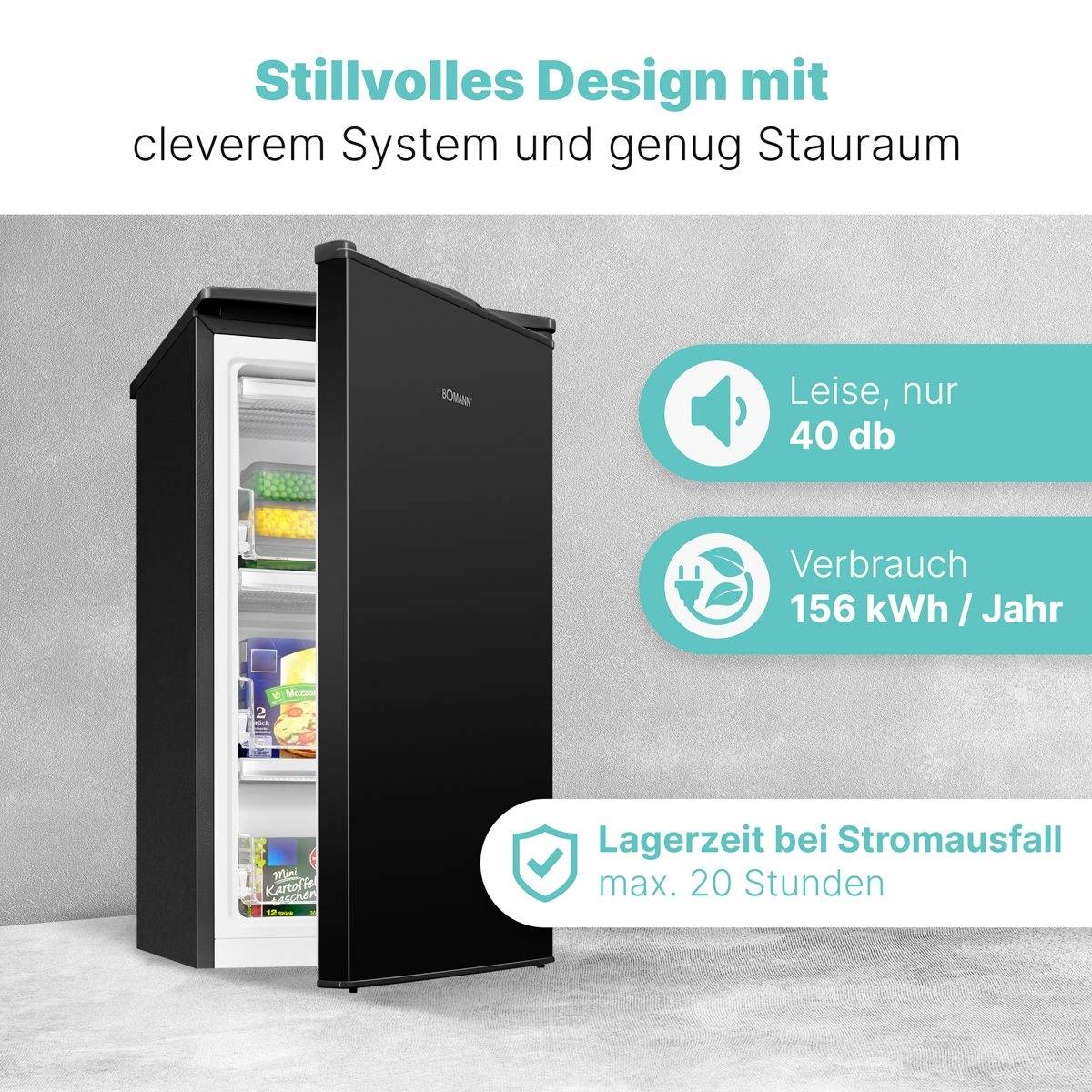 Bomann GS 7256 Gefrierschrank EEK: E (A - G) 60l Standgerät Schwarz