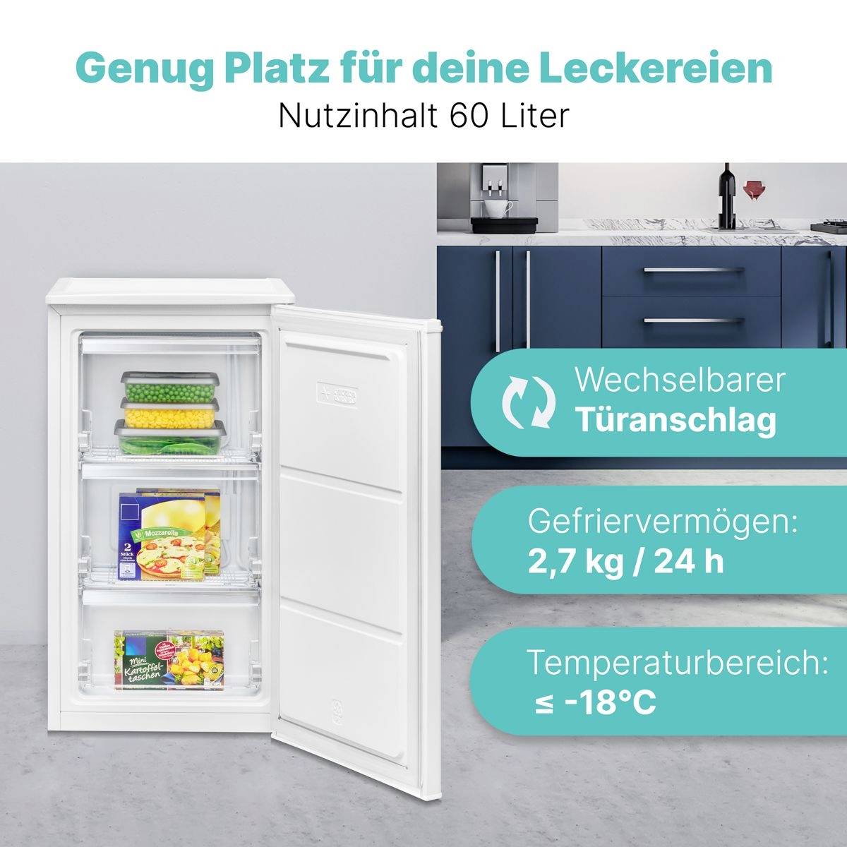 Bomann GS 7256 Gefrierschrank EEK: E (A - G) 60l Standgerät Weiß