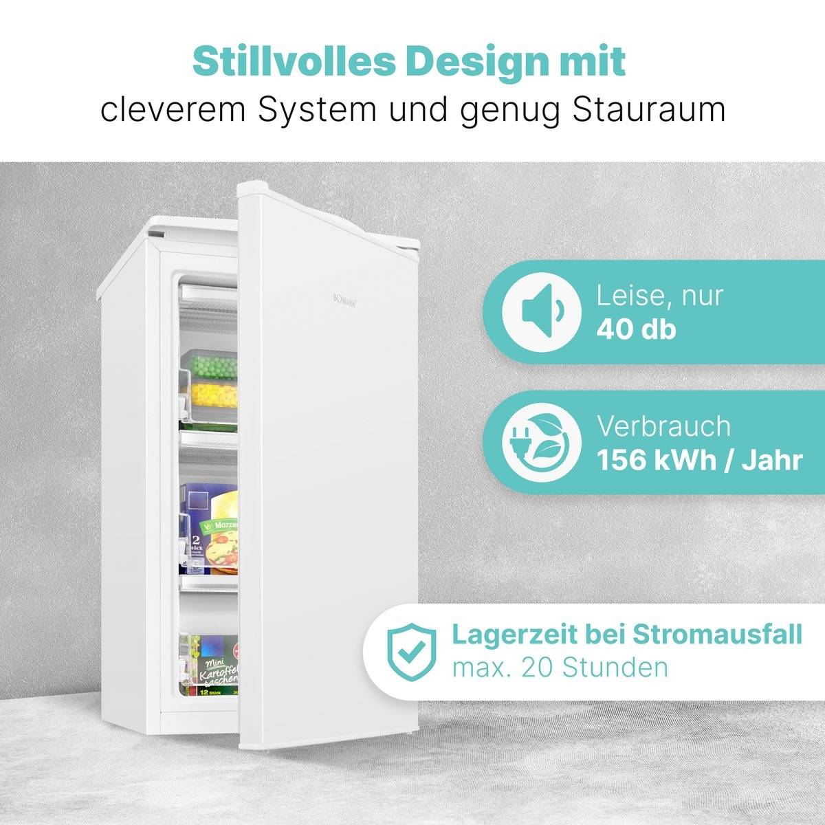 Bomann GS 7256 Gefrierschrank EEK: E (A - G) 60l Standgerät Weiß