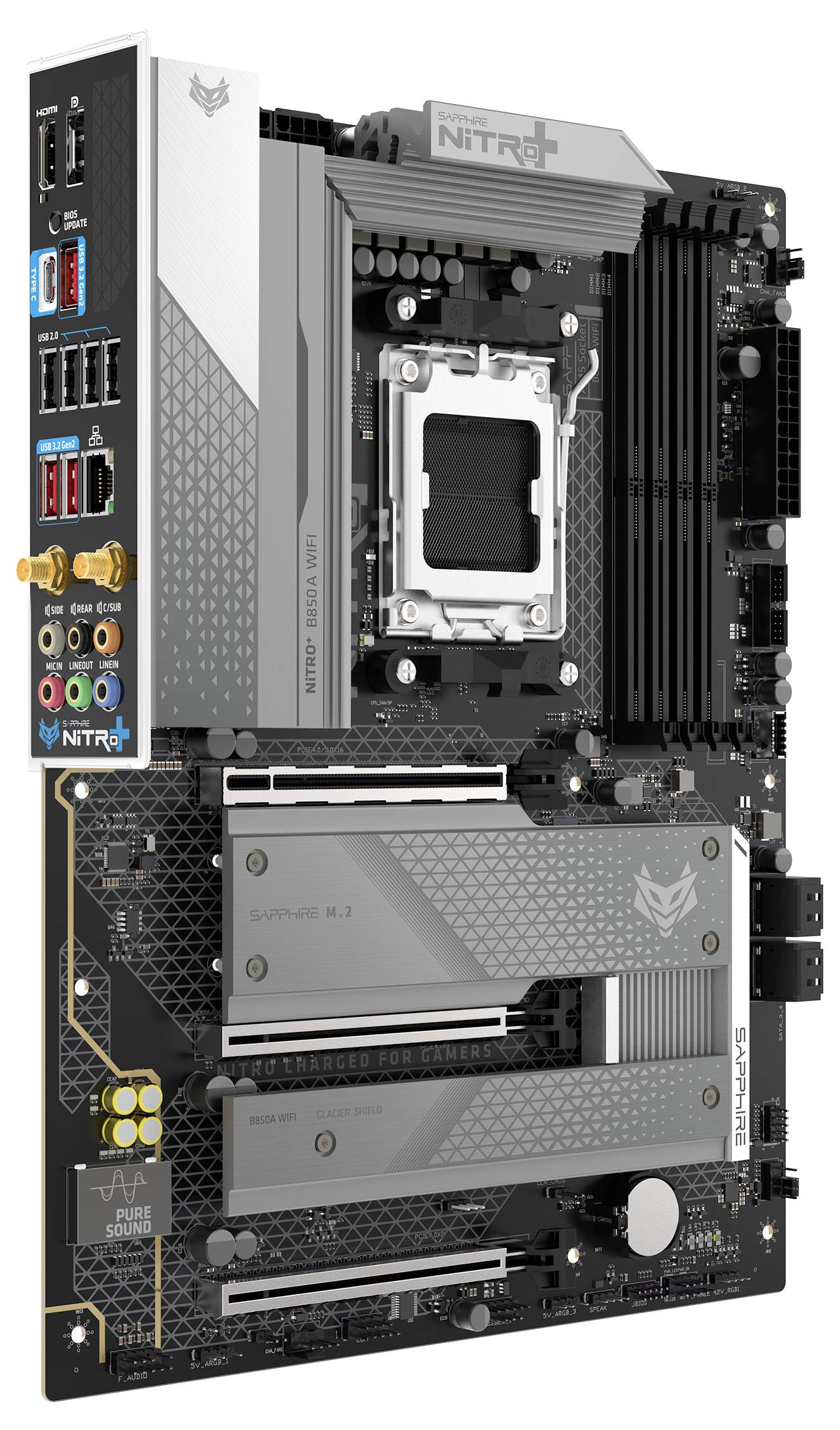 Sapphire 52123-03-40G Mainboard Sockel (PC) AMD® AM5 Formfaktor (Details) ATX Mainboard-Chipsatz AMD® B850
