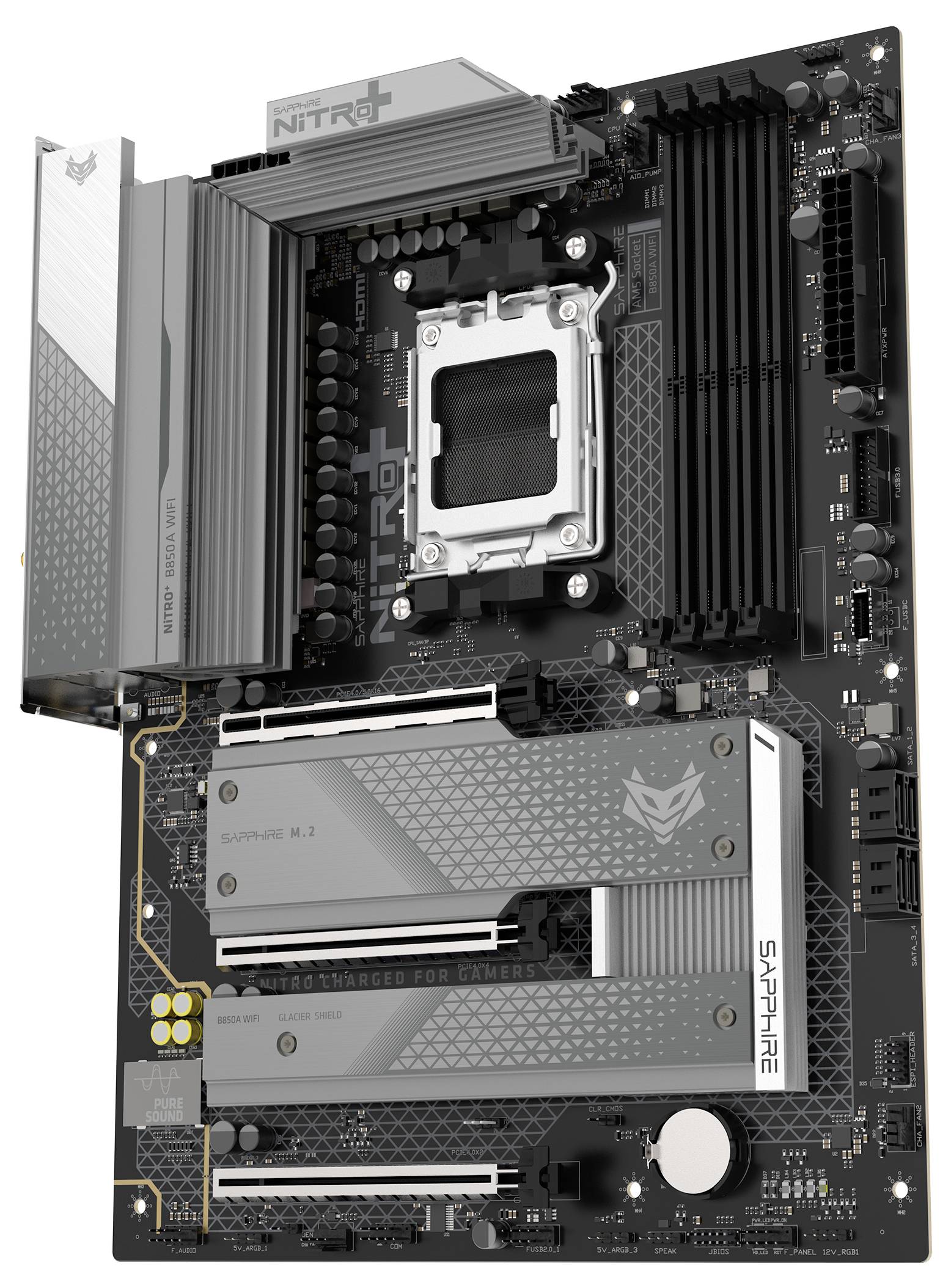 Sapphire 52123-03-40G Mainboard Sockel (PC) AMD® AM5 Formfaktor (Details) ATX Mainboard-Chipsatz AMD® B850