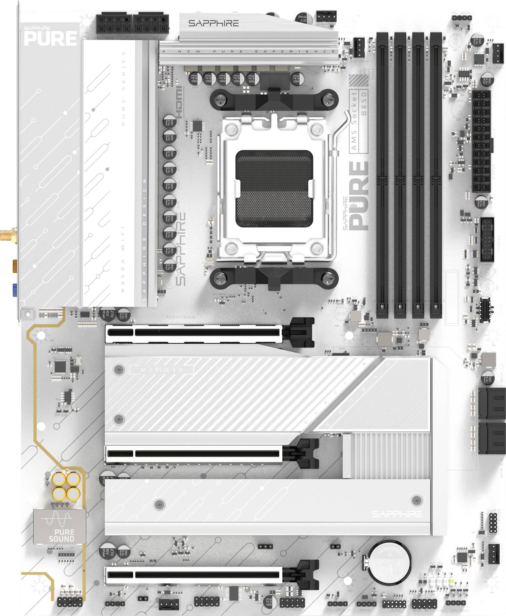 Sapphire B850A Mainboard Sockel (PC) AMD® AM5 Formfaktor (Details) ATX Mainboard-Chipsatz AMD® B850