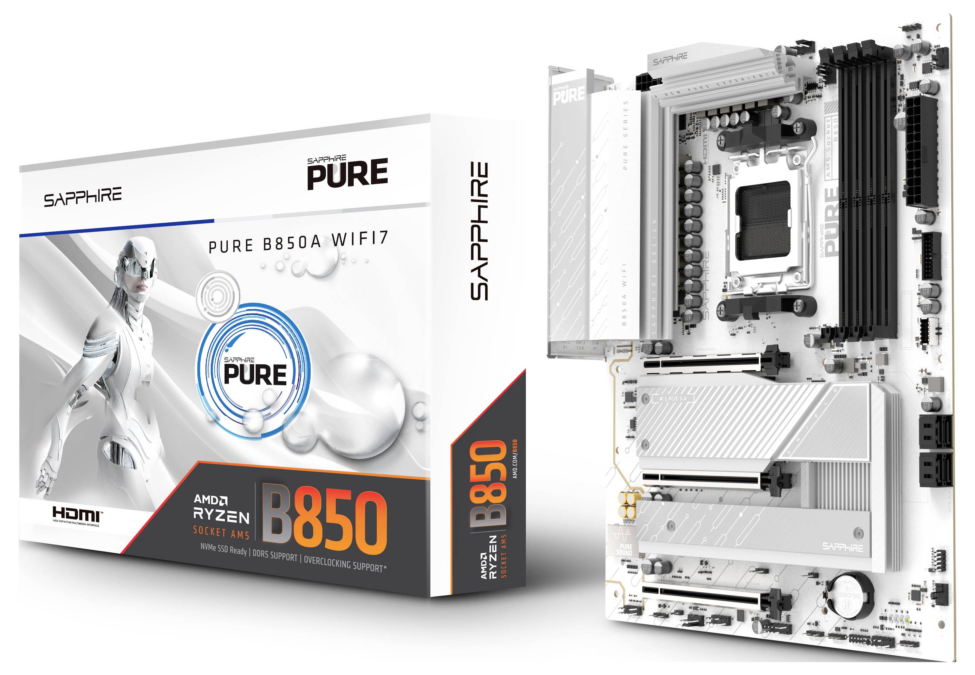 Sapphire B850A Mainboard Sockel (PC) AMD® AM5 Formfaktor (Details) ATX Mainboard-Chipsatz AMD® B850