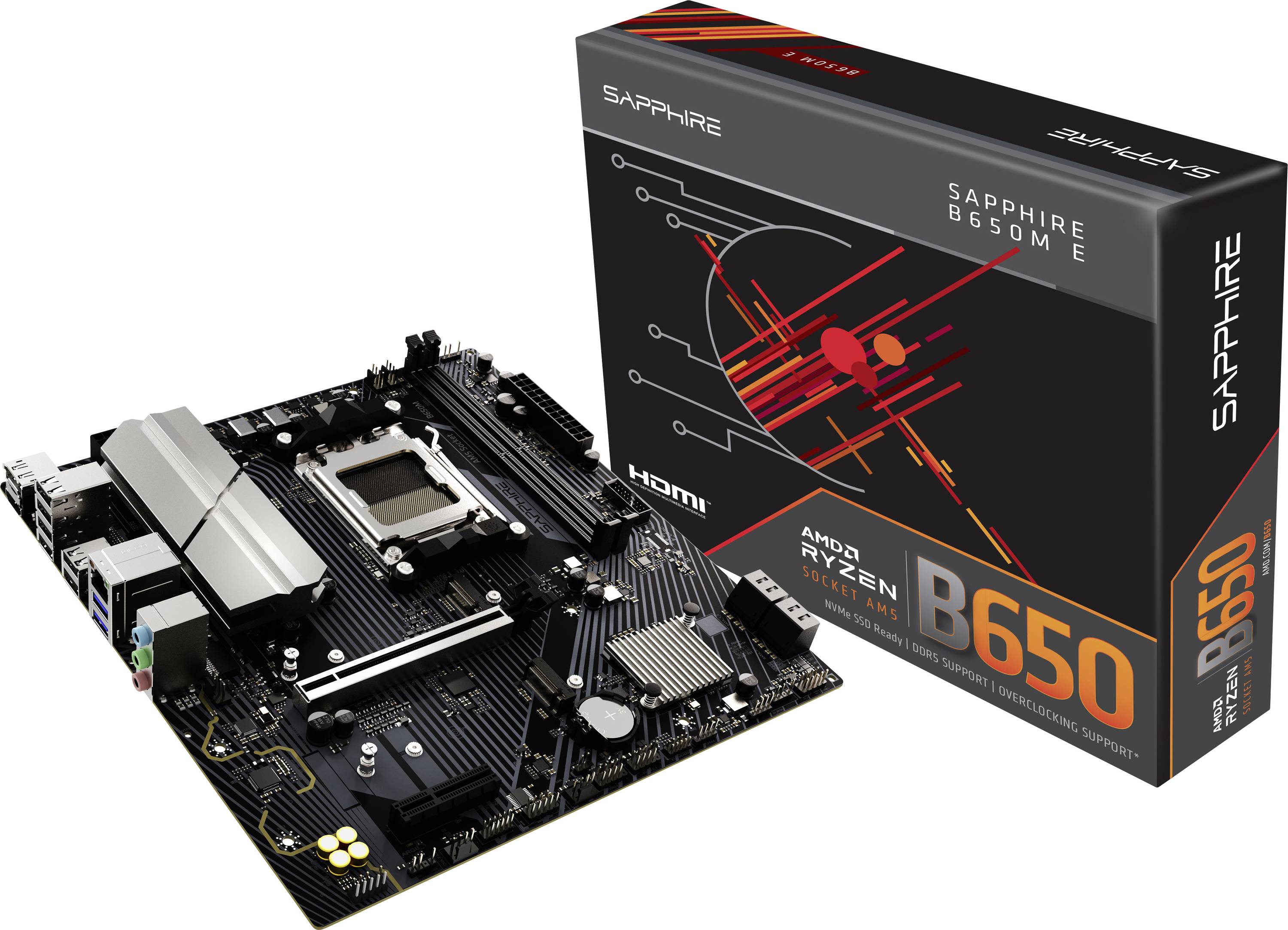 Sapphire 52112-04-40G Mainboard Sockel (PC) AMD® AM5 Formfaktor (Details) Micro-ATX Mainboard-Chipsatz AMD® B650