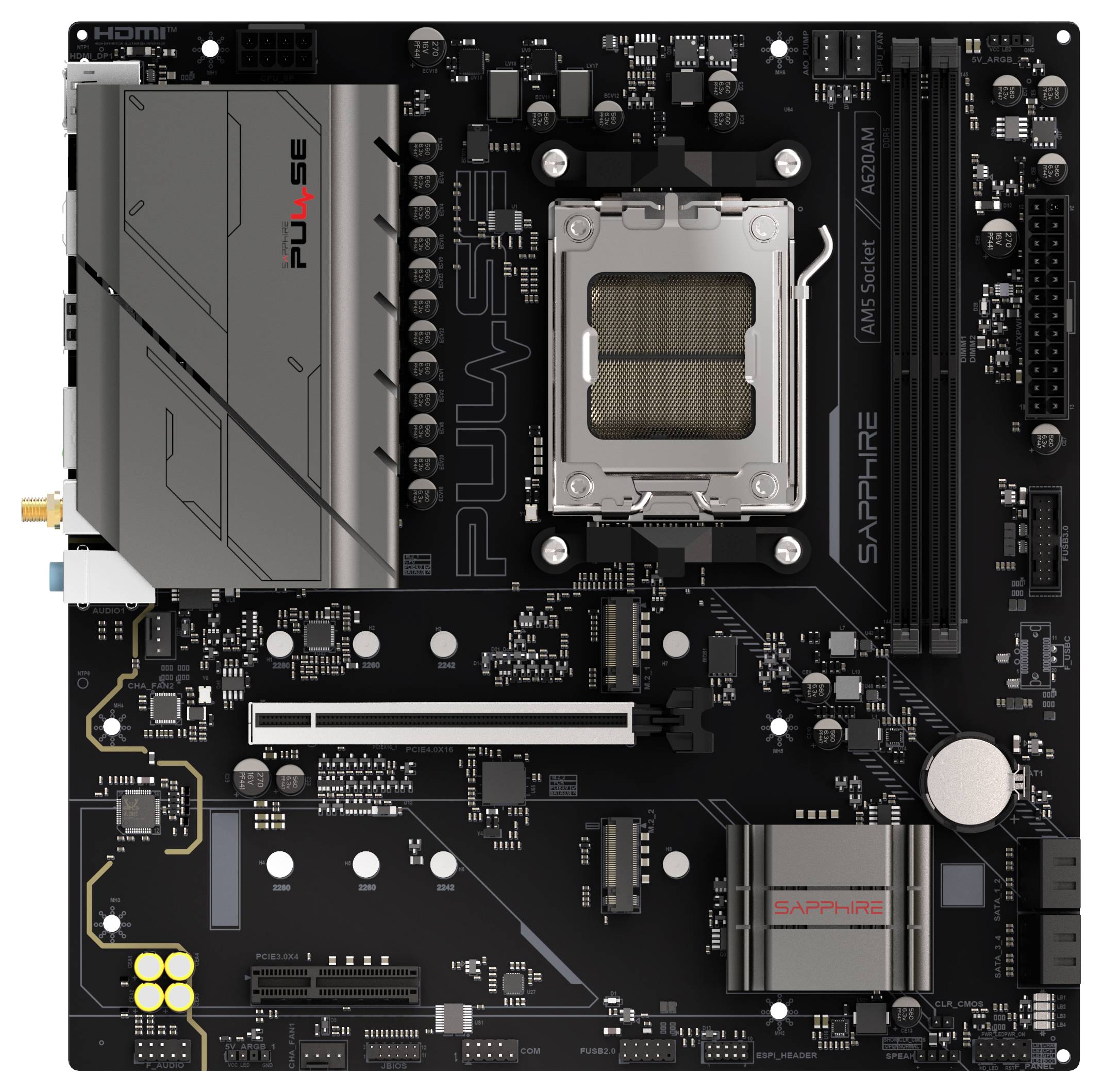 Sapphire 52118-03-40G Mainboard Sockel (PC) AMD® AM5 Formfaktor (Details) Micro-ATX Mainboard-Chipsatz AMD® A620A