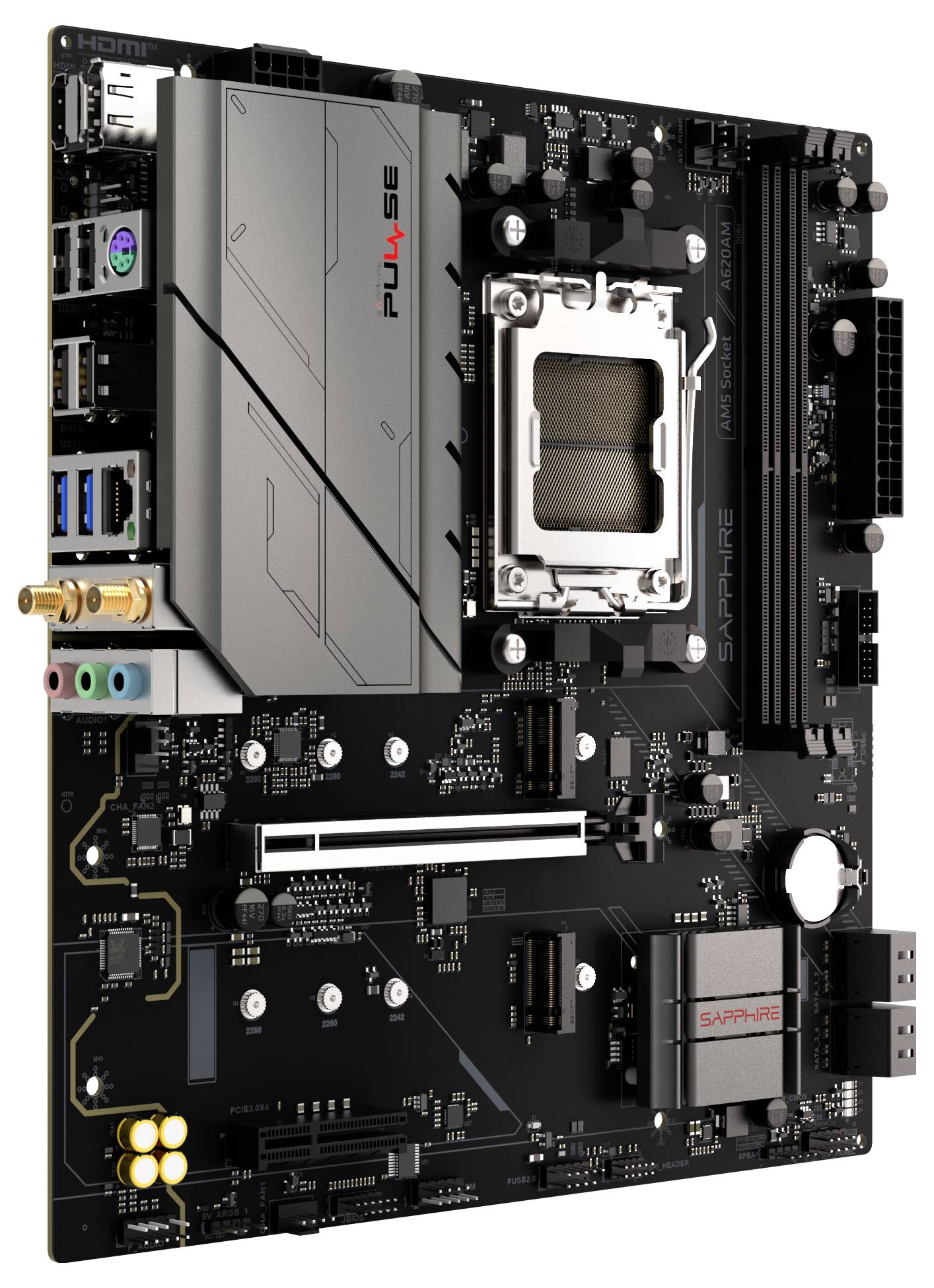Sapphire 52118-03-40G Mainboard Sockel (PC) AMD® AM5 Formfaktor (Details) Micro-ATX Mainboard-Chipsatz AMD® A620A