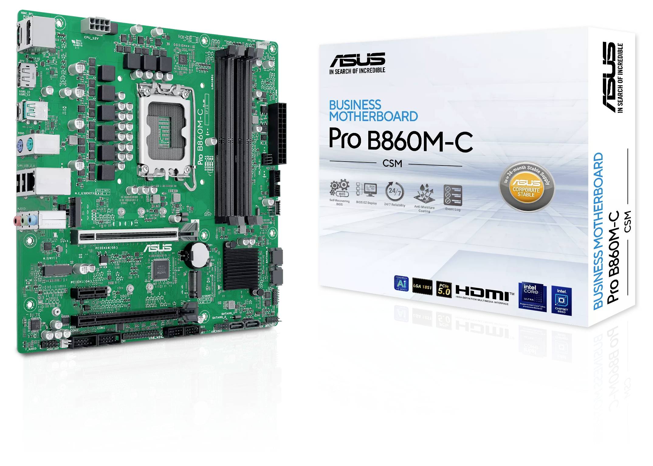 Asus PRO B860M-C-CSM Mainboard Sockel (PC) Intel® LGA 1851 Formfaktor (Details) Micro-ATX, Mini-ATX Mainboard-Chipsatz Intel® B860