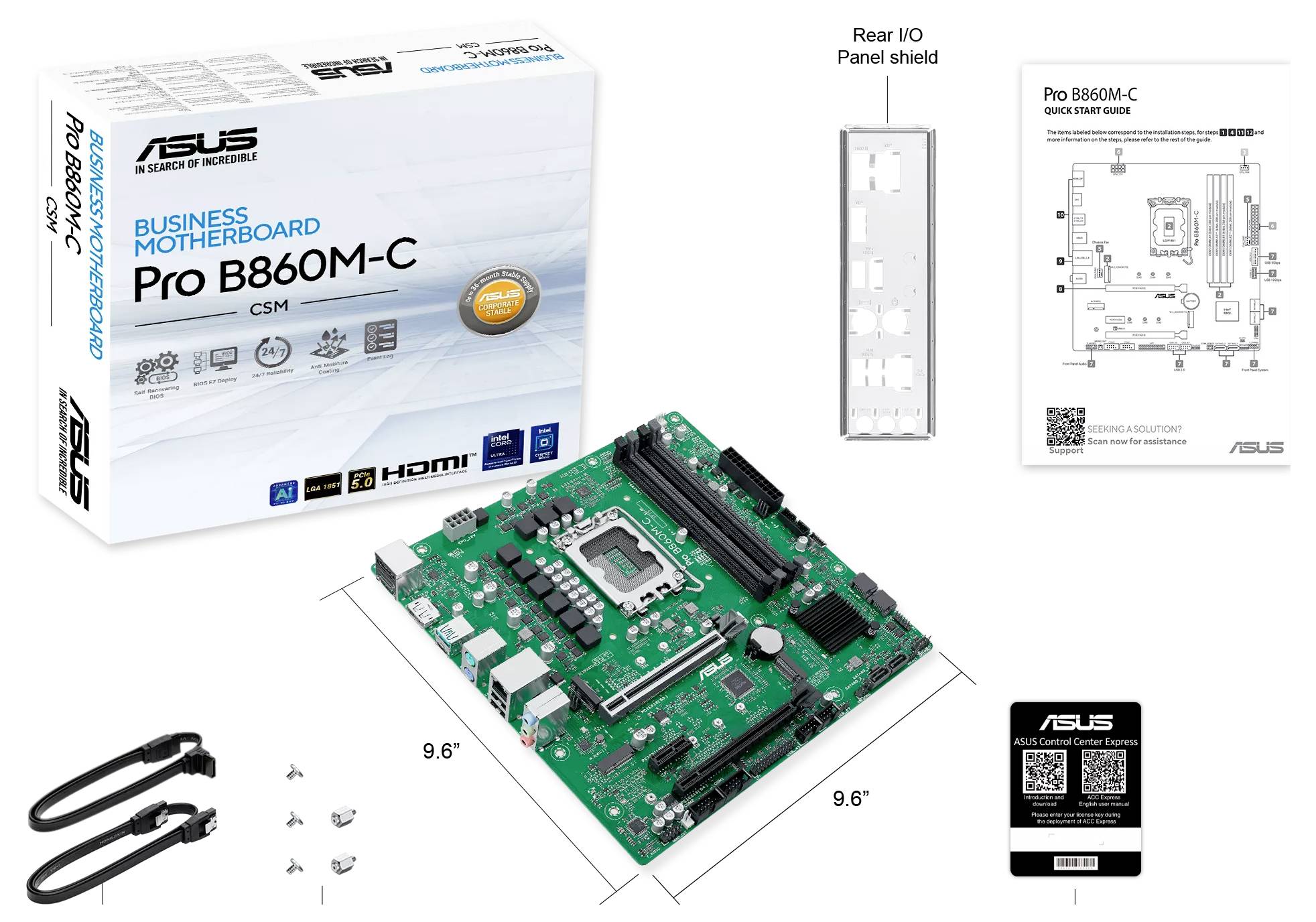 Asus PRO B860M-C-CSM Mainboard Sockel (PC) Intel® LGA 1851 Formfaktor (Details) Micro-ATX, Mini-ATX Mainboard-Chipsatz Intel® B860