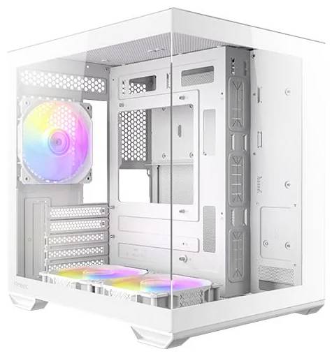 Antec 0-761345-10218-6 Mini-Tower PC-Gehäuse Weiß 3 vorinstallierte Lüfter, Seitenfenster