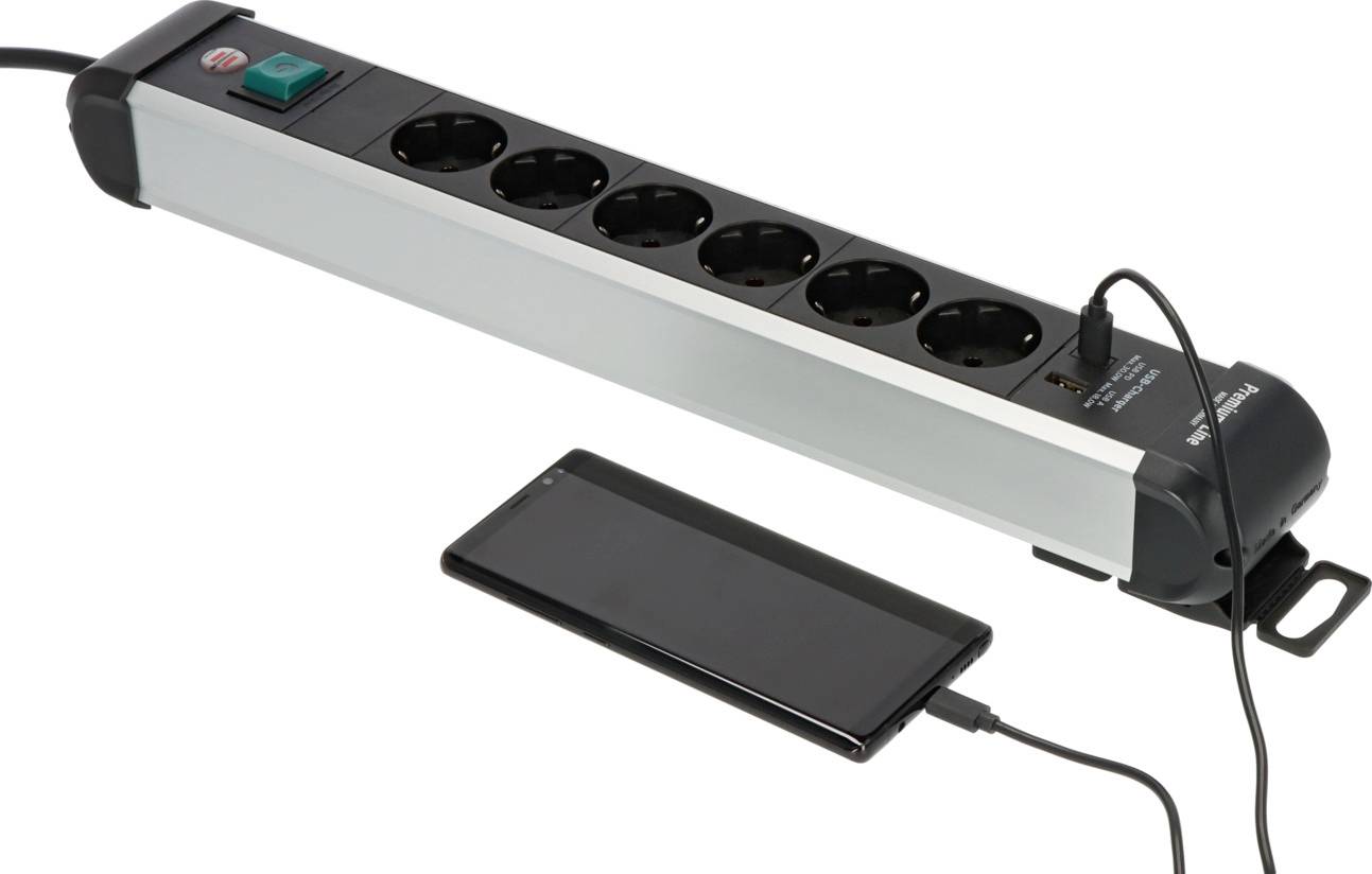 Brennenstuhl 1391030611 Steckdosenleiste mit Schalter Schwarz, Silber 1St.
