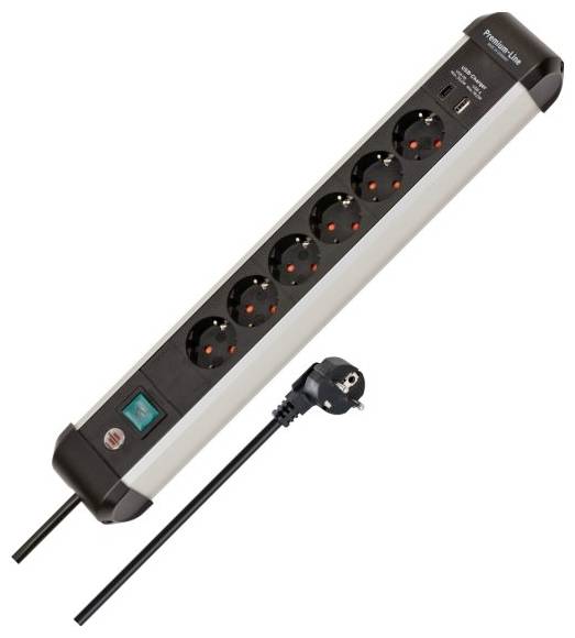 Brennenstuhl 1391030611 Steckdosenleiste mit Schalter Schwarz, Silber 1St.
