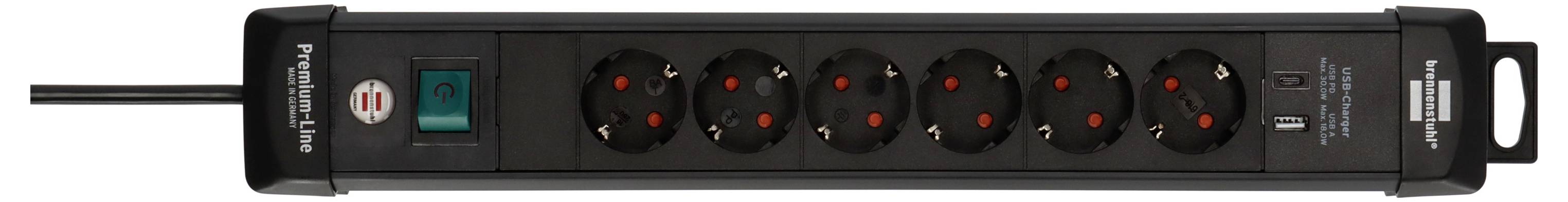 Brennenstuhl 1951160608 Steckdosenleiste mit Schalter Schwarz 1St.