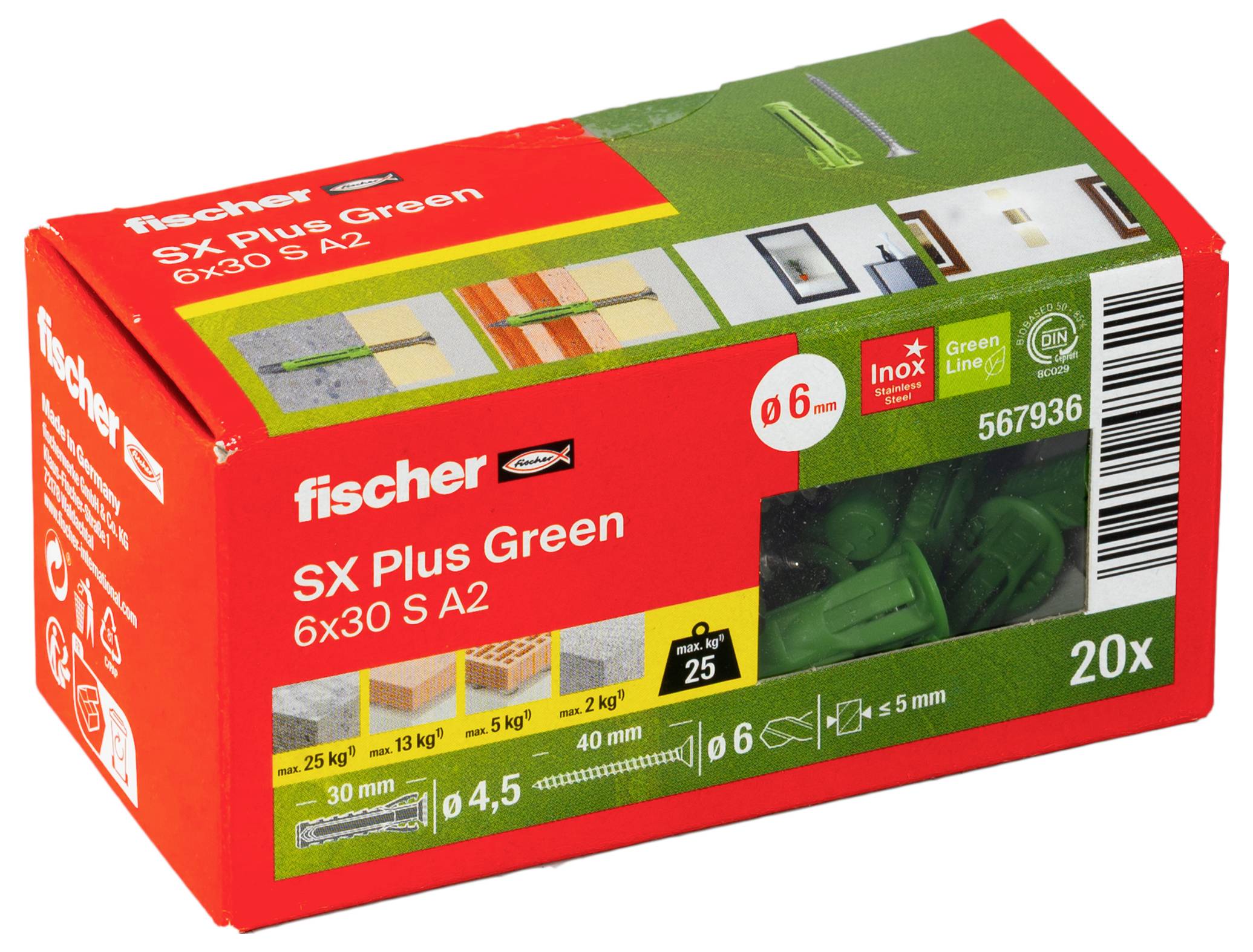 Fischer 567936 SX Plus Green Dübel 20St.