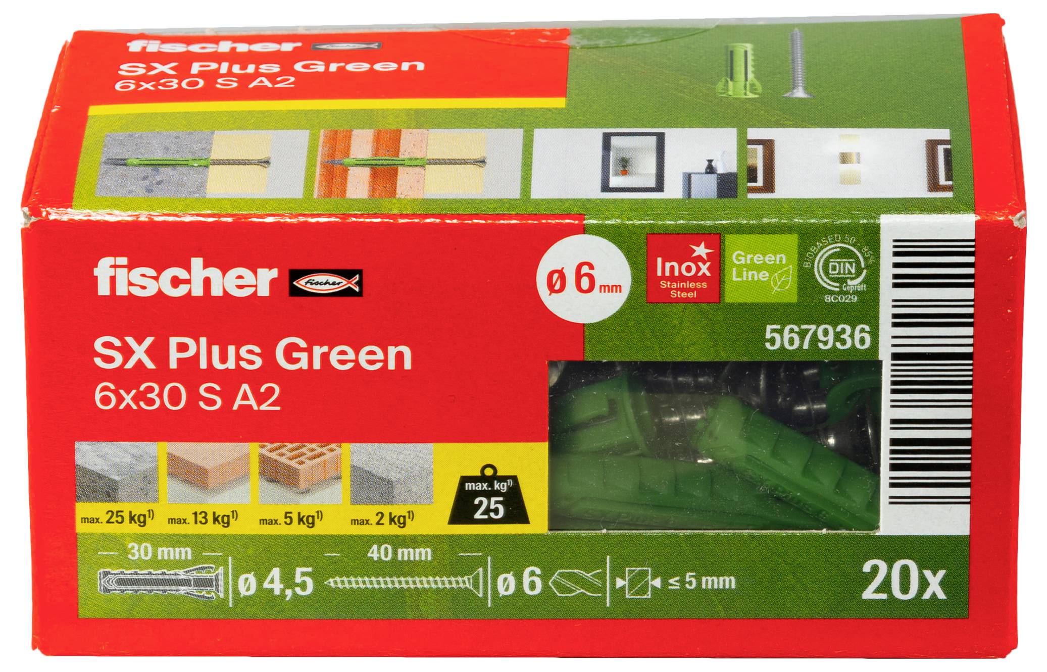 Fischer 567936 SX Plus Green Dübel 20St.