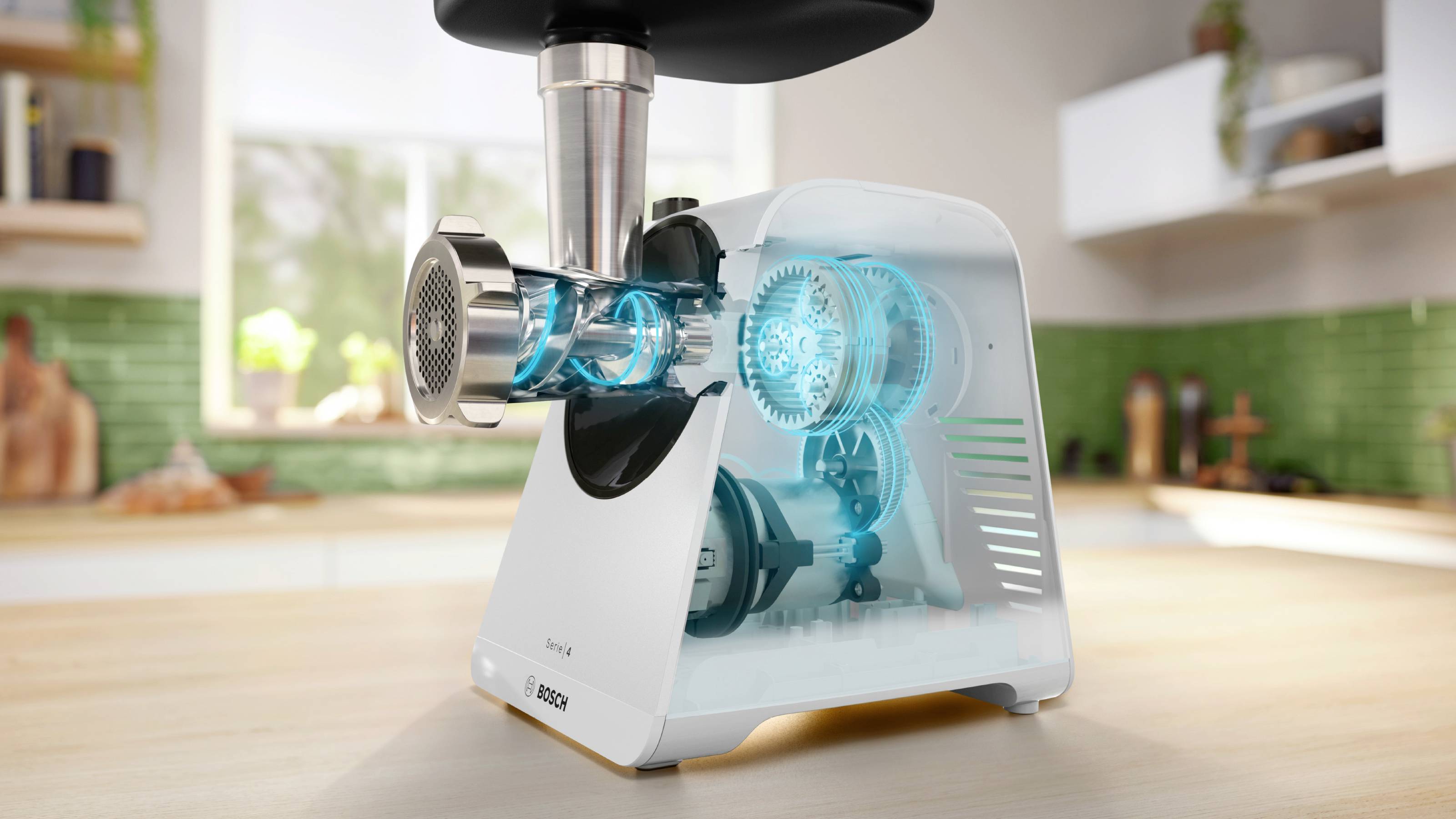 Bosch Multi Power Serie 4, 1900 Watt Blockierleistung MFWS420W Fleischwolf 1300W Weiß